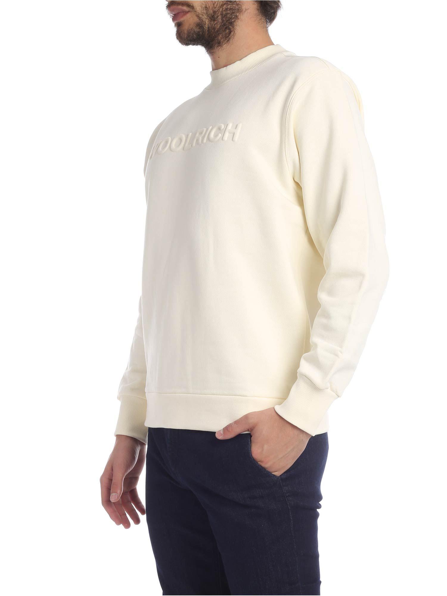 Woolrich Cotton Cream Colored Sweatshirt With Logo in Natural for Men