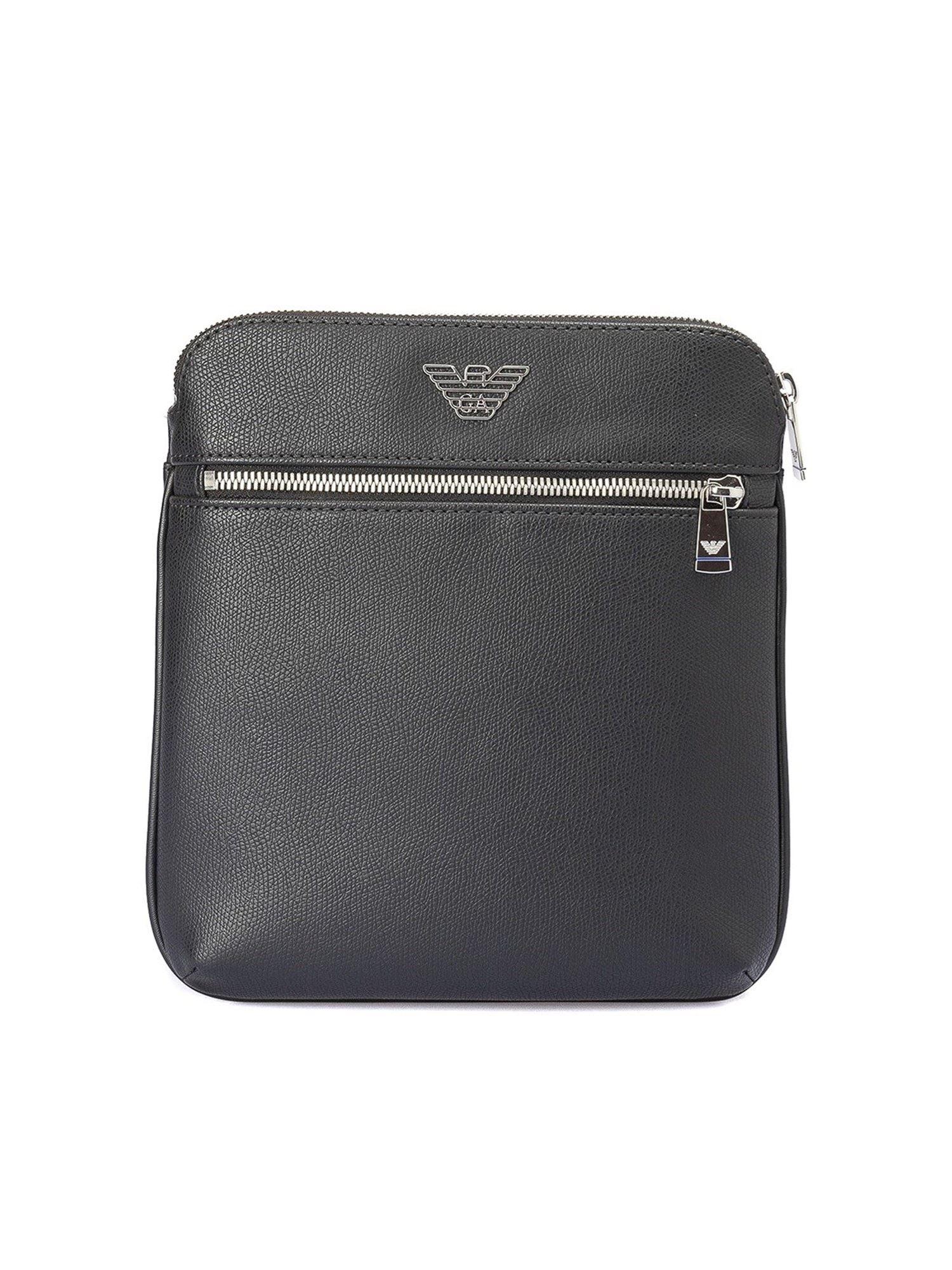 Emporio Armani Faux Leather Small Messenger Bag in Black for Men - Lyst