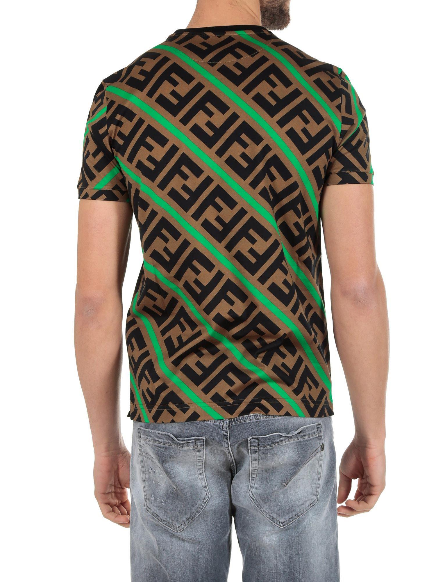 Fendi Cotton Zucca Diagonal T-shirt In 