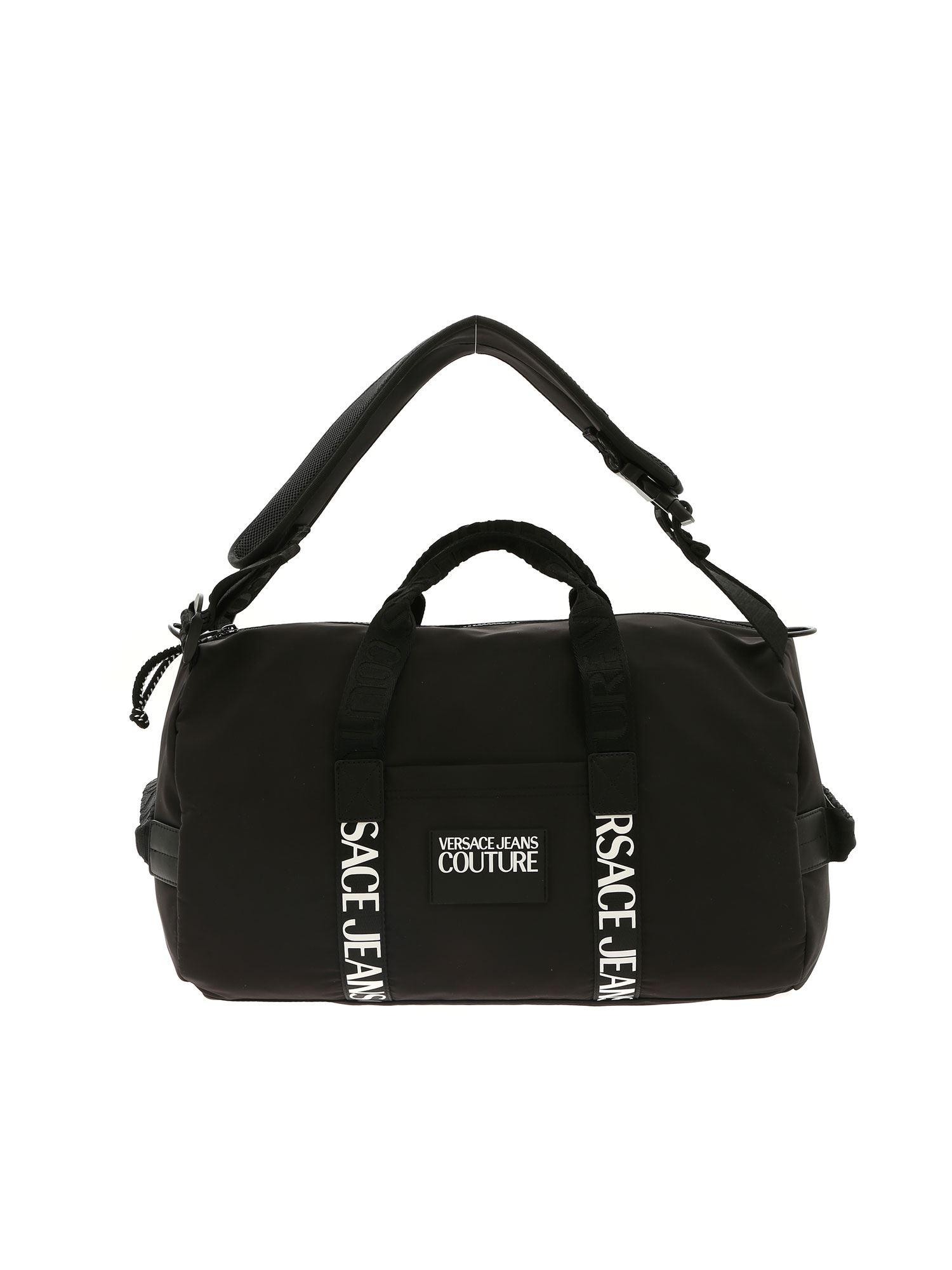 Versace Jeans Synthetic Rubber Logo Tag Duffle Bag in Black for Men - Lyst