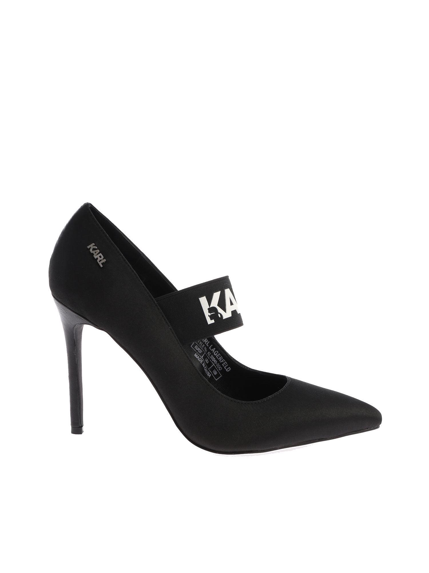 Karl Lagerfeld Black "hi Karl Band Court" Highheel Pumps Lyst