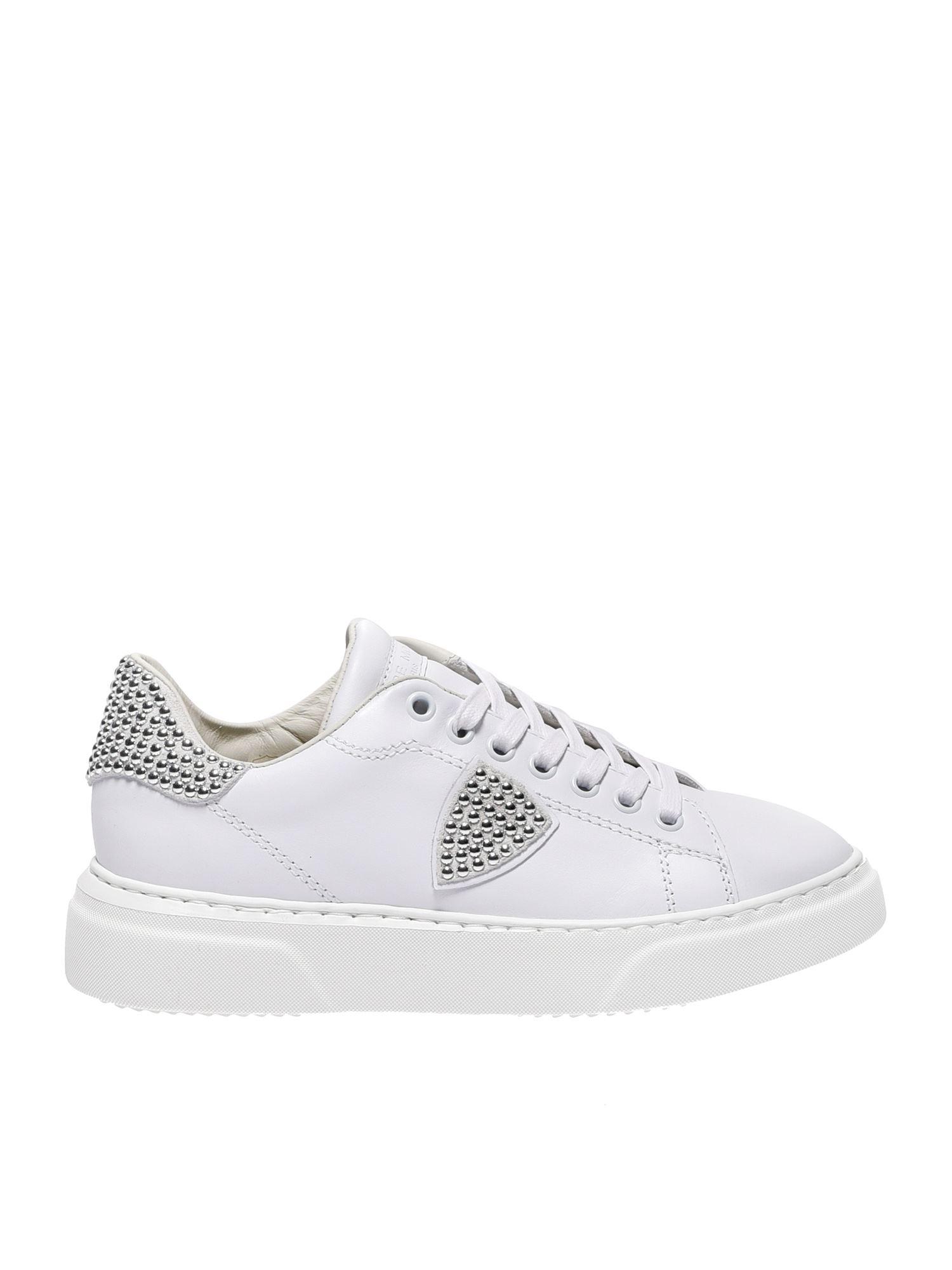 Philippe Model Leather White Studded Temple Sneakers - Lyst