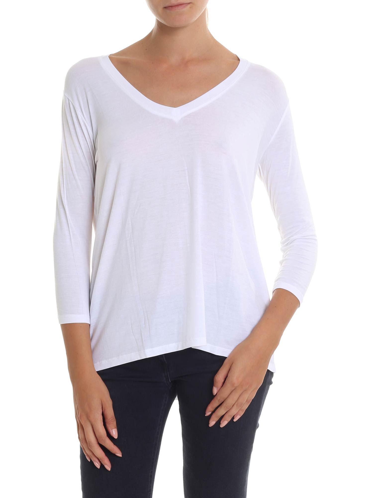 womens white three quarter sleeve shirt