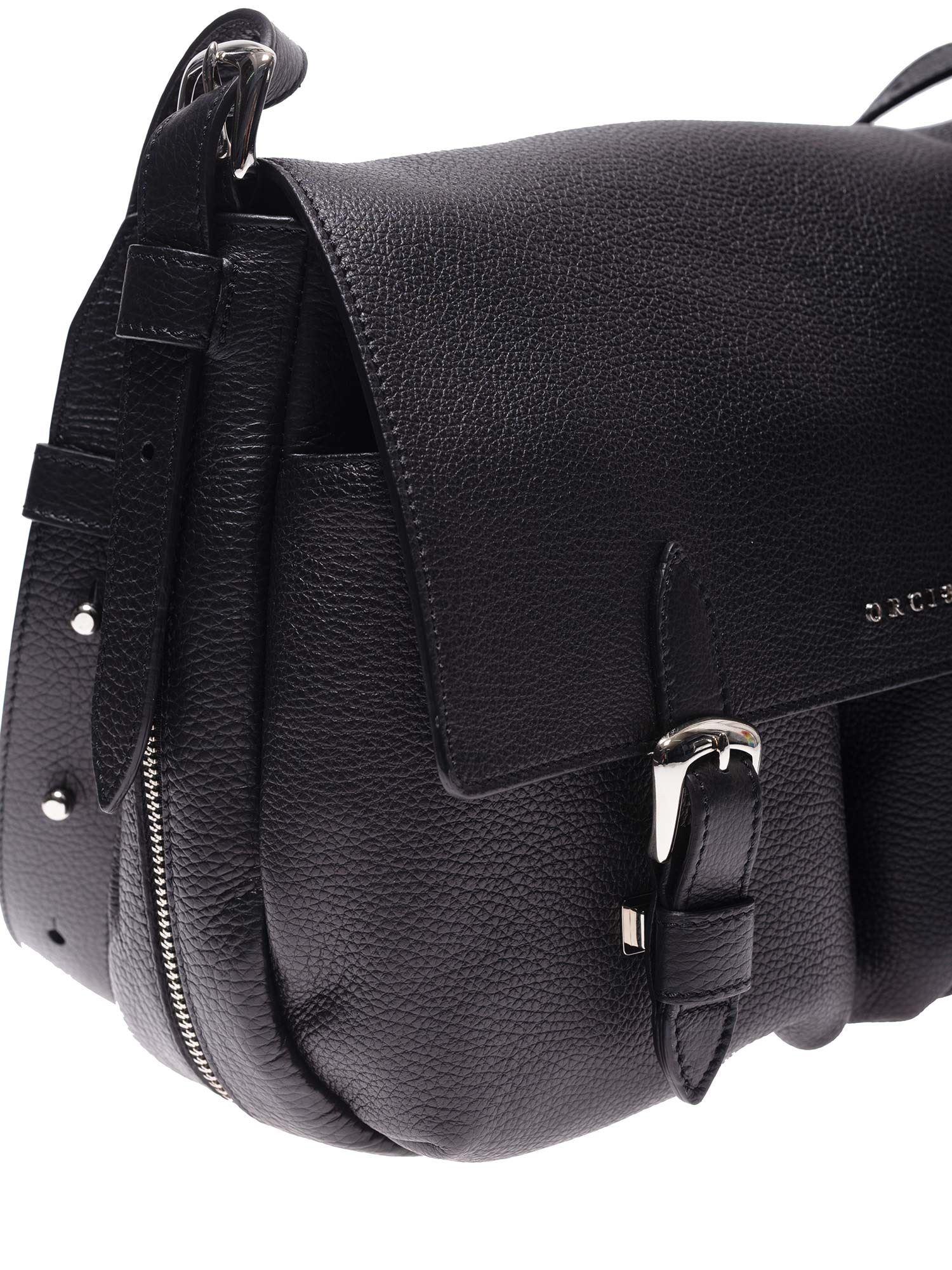 Orciani Leather Bonnie Crossbody Bag In Black - Lyst
