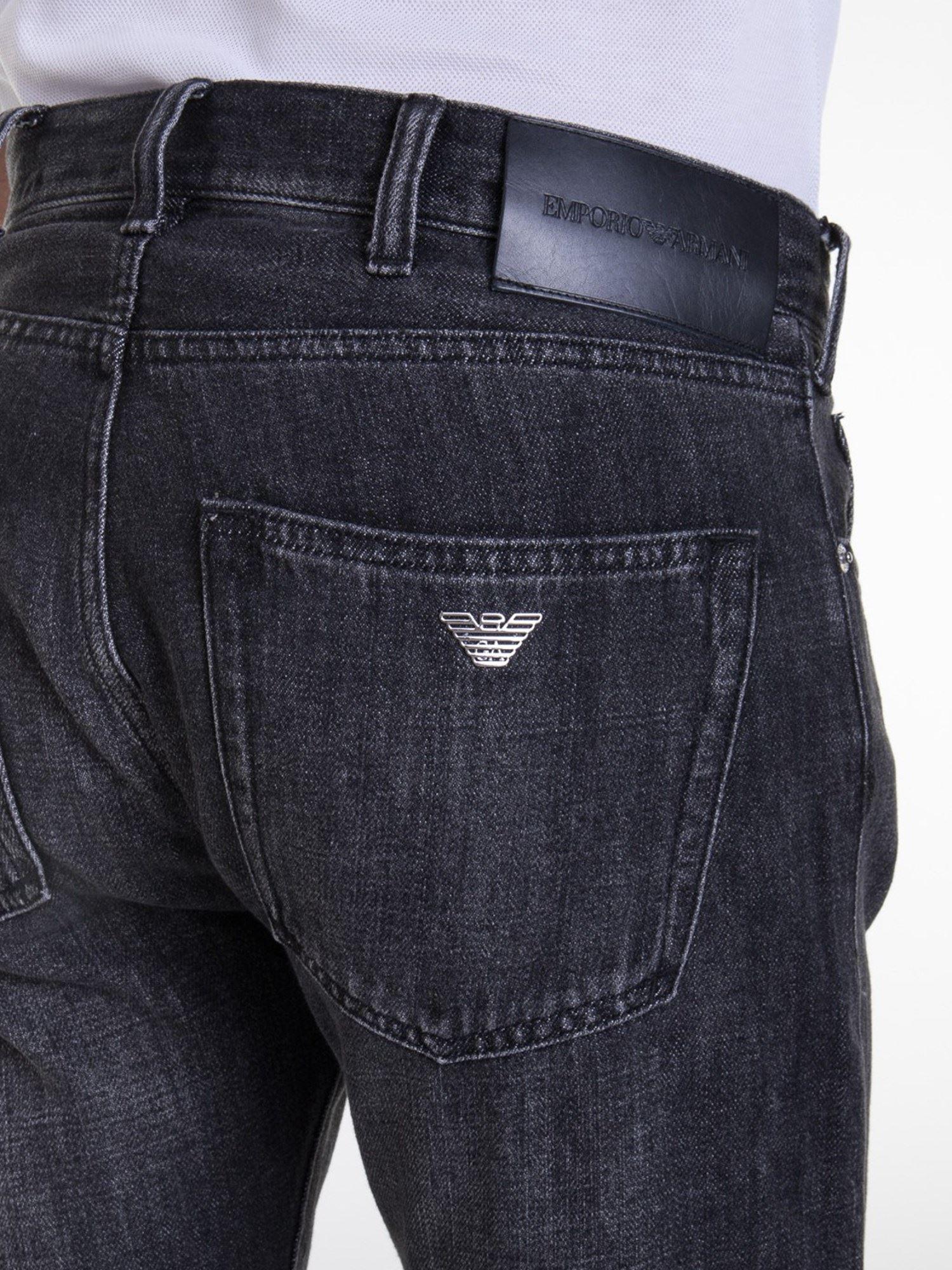Emporio Armani Five-pocket Cotton Jeans in Grey (Gray) for Men - Lyst