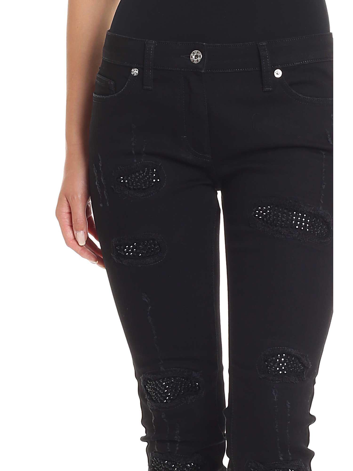 black jeans with rhinestones