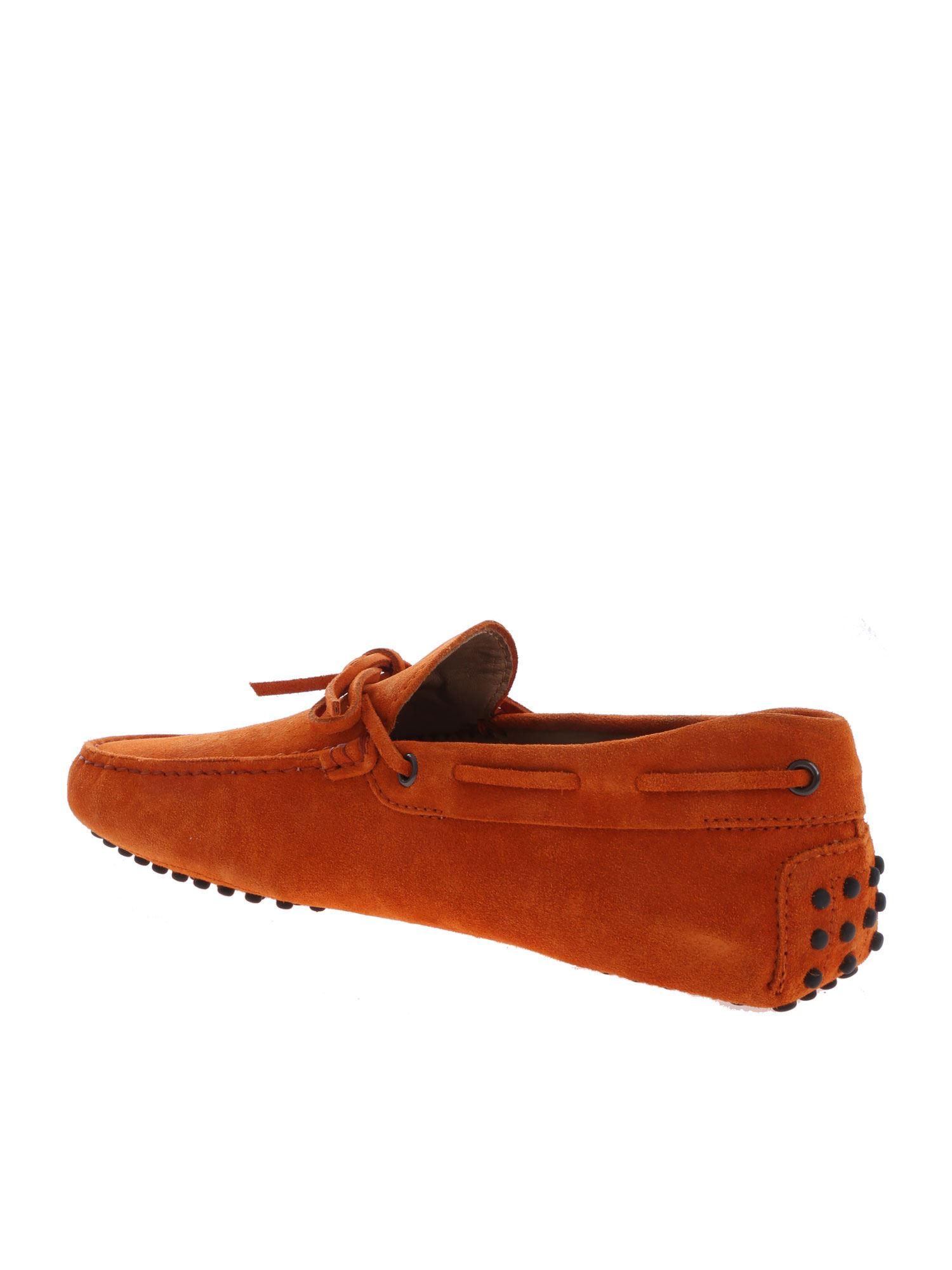 Tod's Orange Suede Loafers for Men Lyst