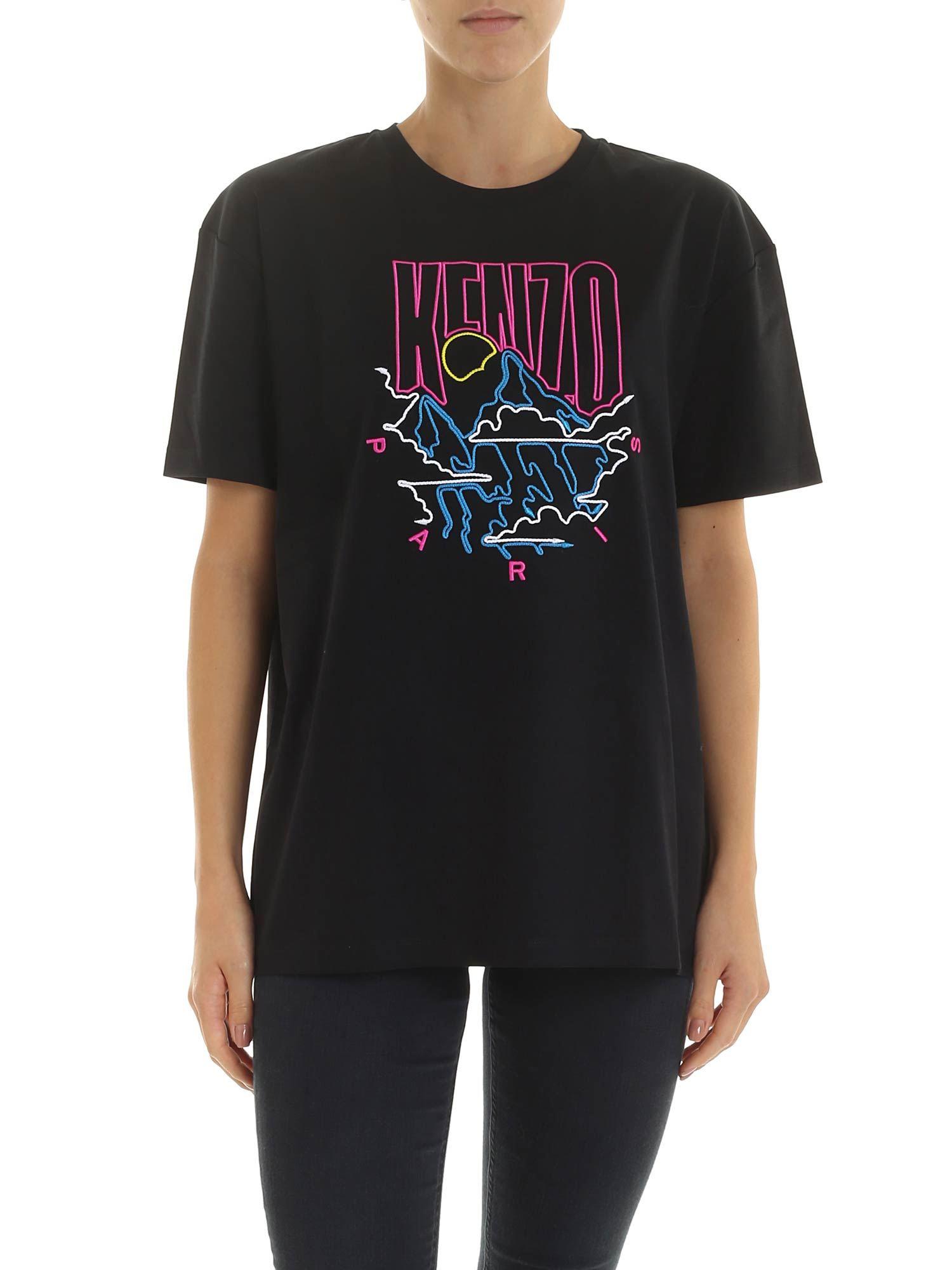 KENZO Cotton Embroidered Logo T-shirt in Black - Save 26% - Lyst