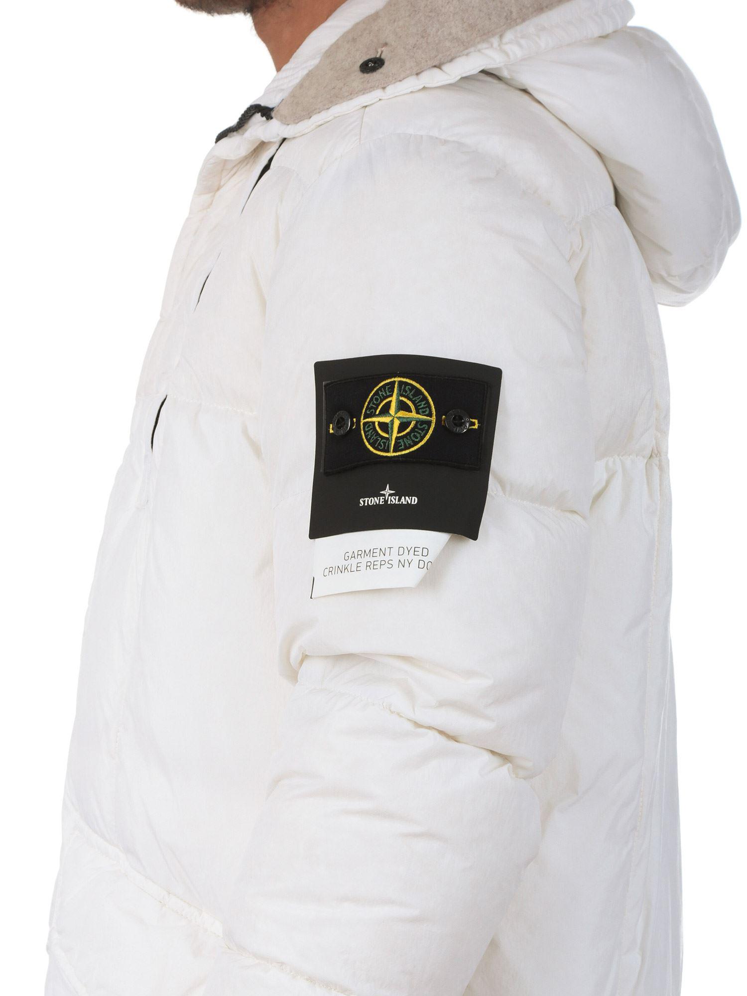 Stone Island Synthetic White Down Jacket With Logo for Men - Lyst