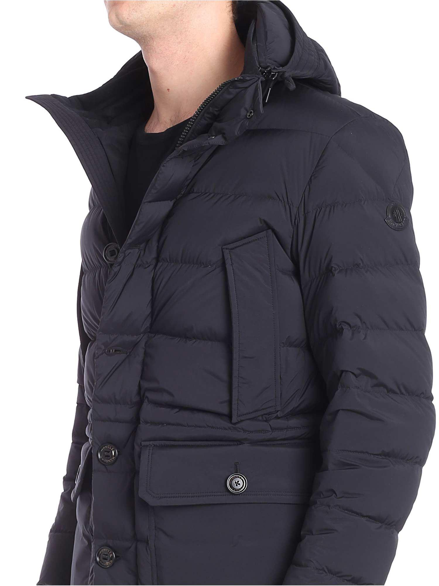Moncler Leather Black Quilted Reims Down Jacket for Men - Lyst