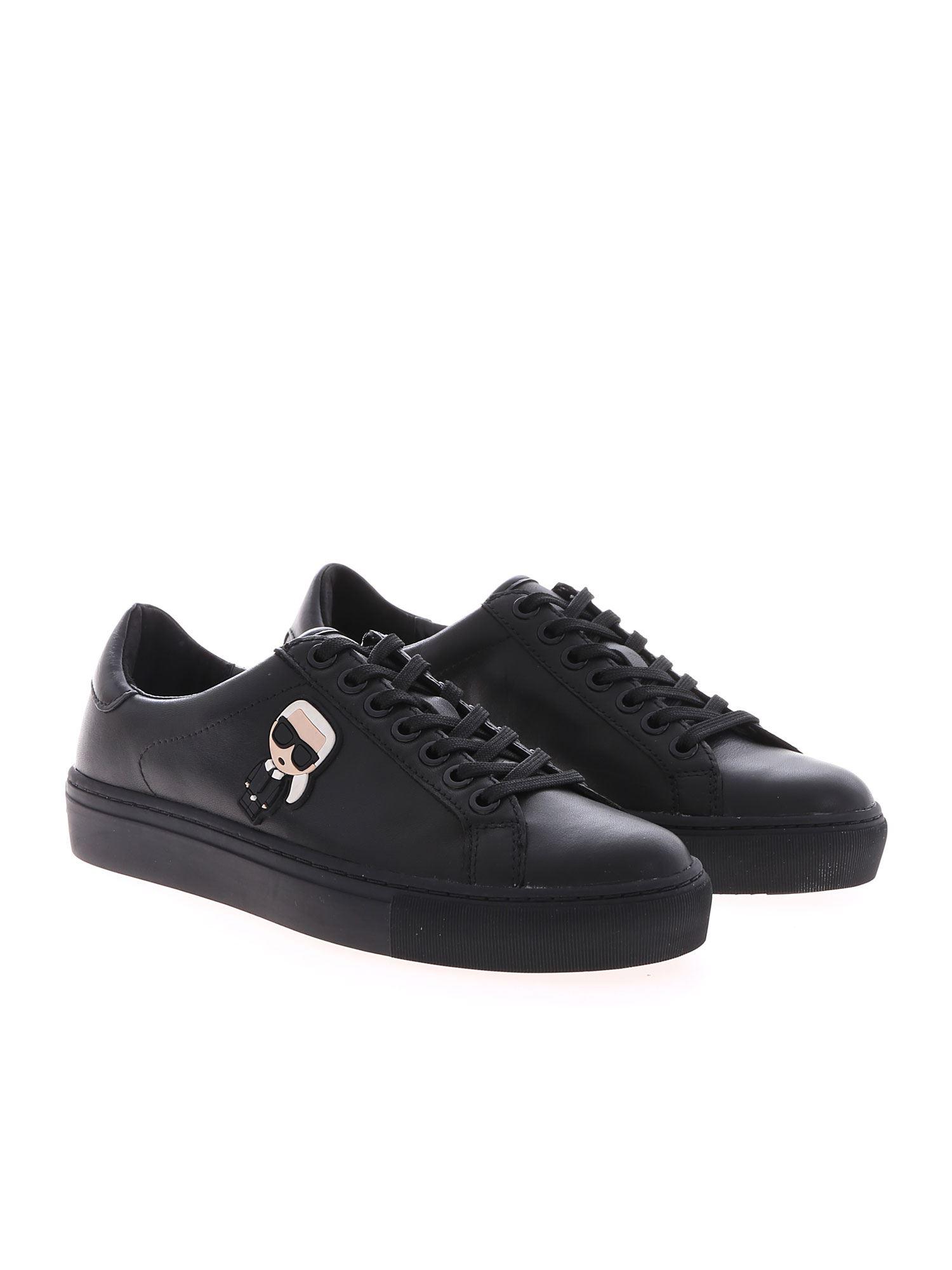 Karl Lagerfeld Leather Karl Ikonik Sneakers In Black - Lyst