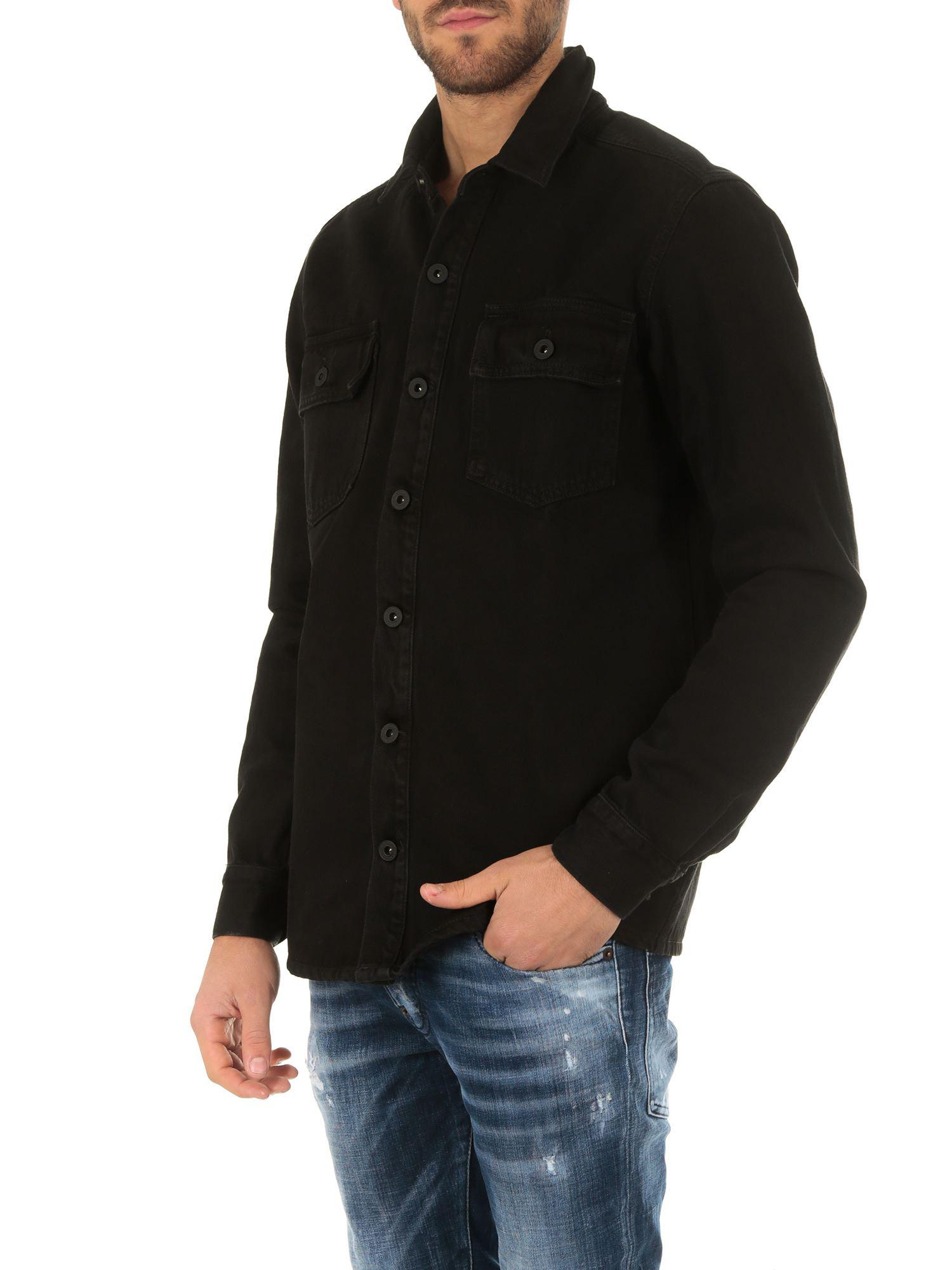 off white black denim shirt