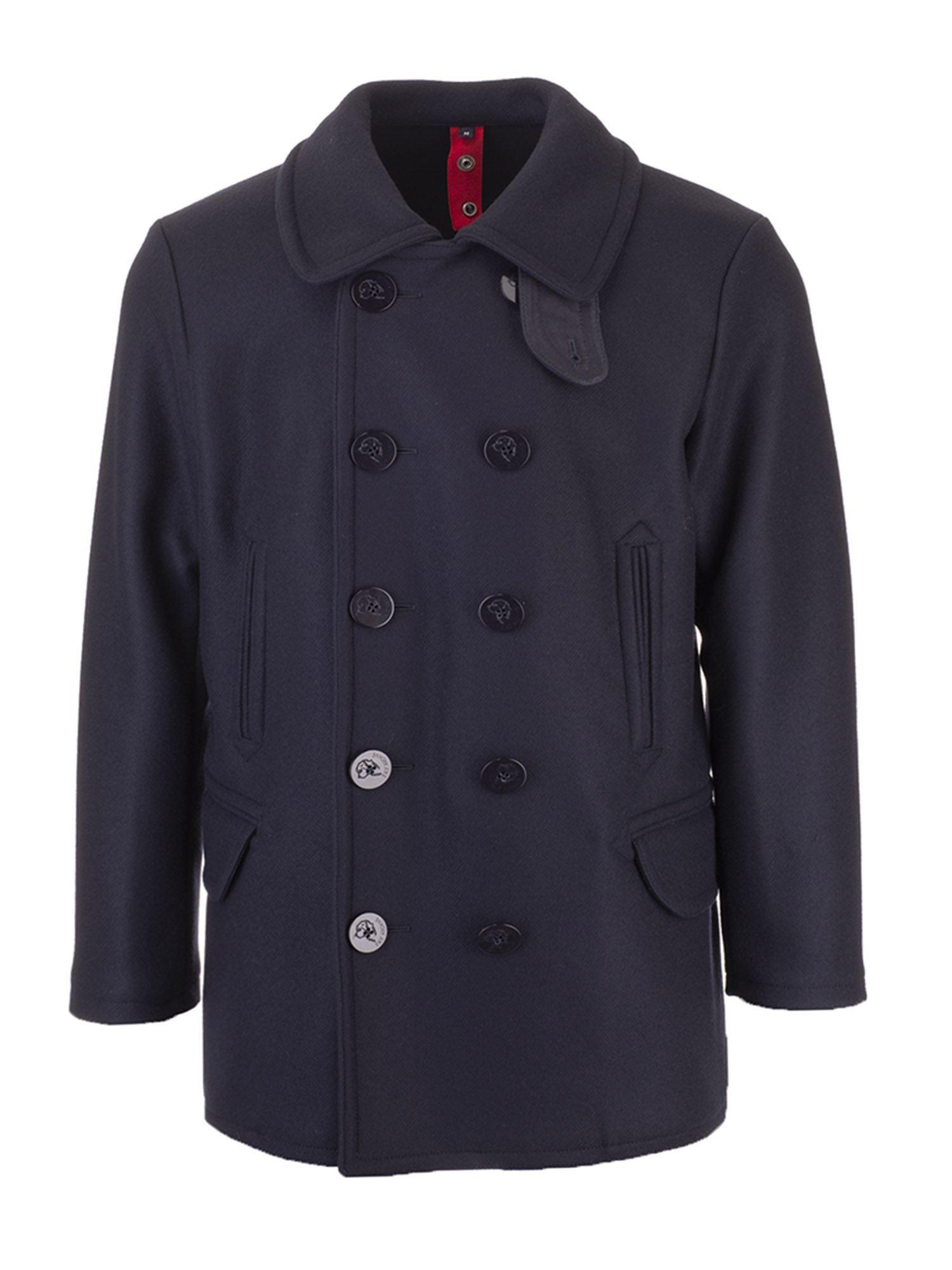 Fay Double-breasted Wool Coat in Blue for Men - Lyst