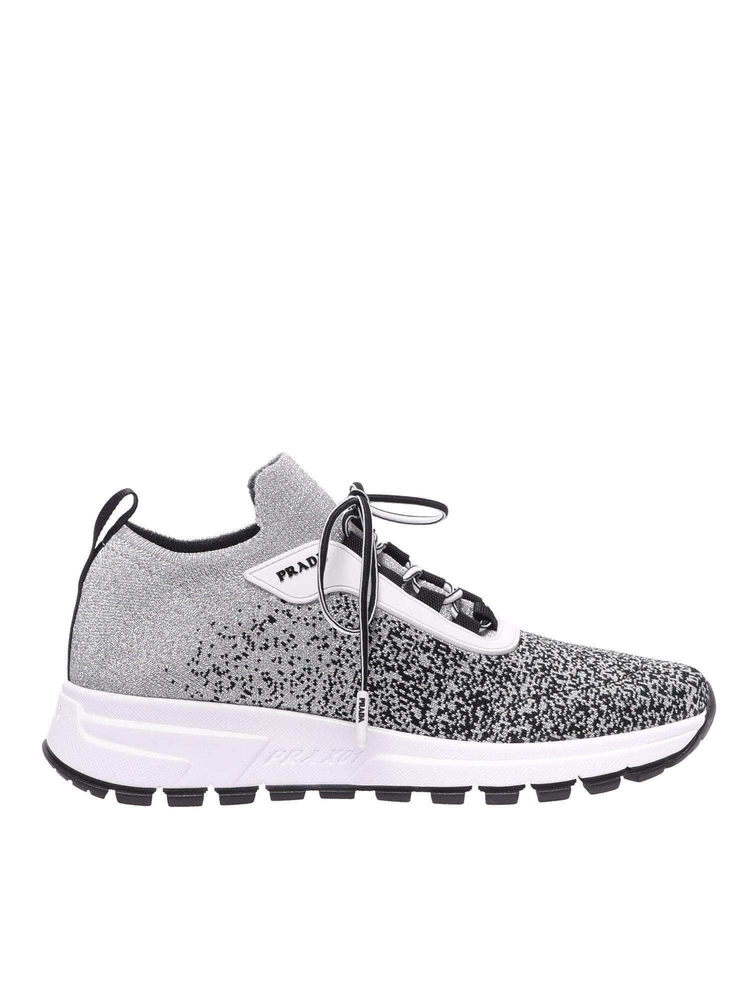 prada silver platform sneakers