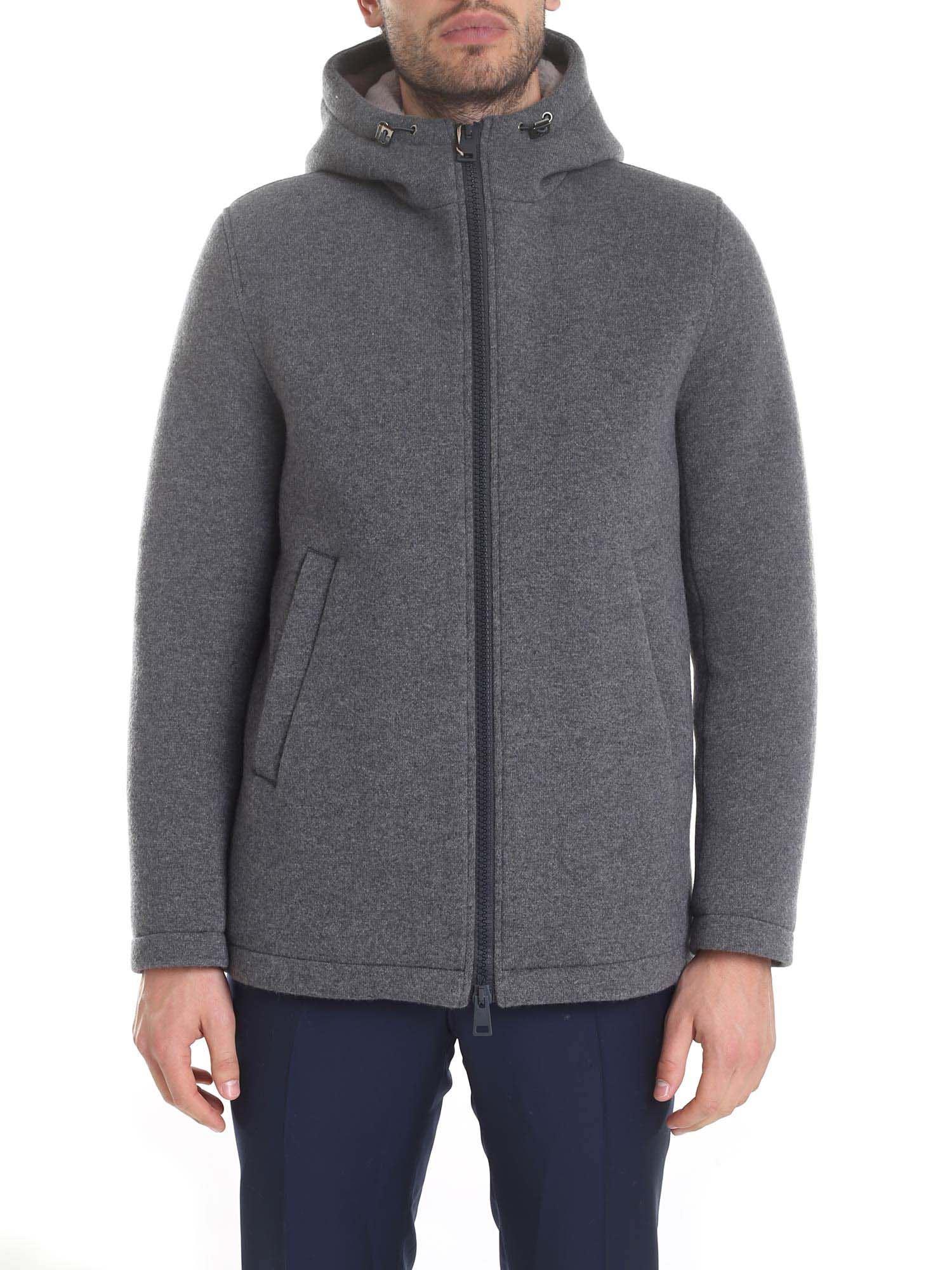 Herno Wool Resort Jacket In Melange Gray for Men - Lyst
