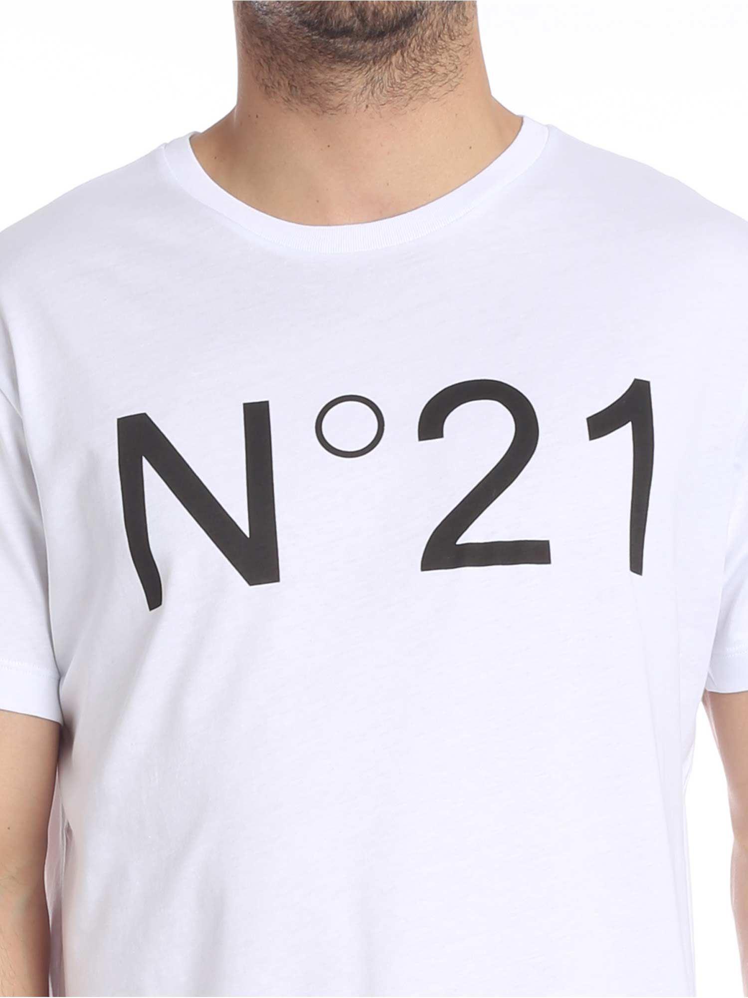 N°21 White Crew Neck T-shirt With N21 Print for Men - Save 7% - Lyst