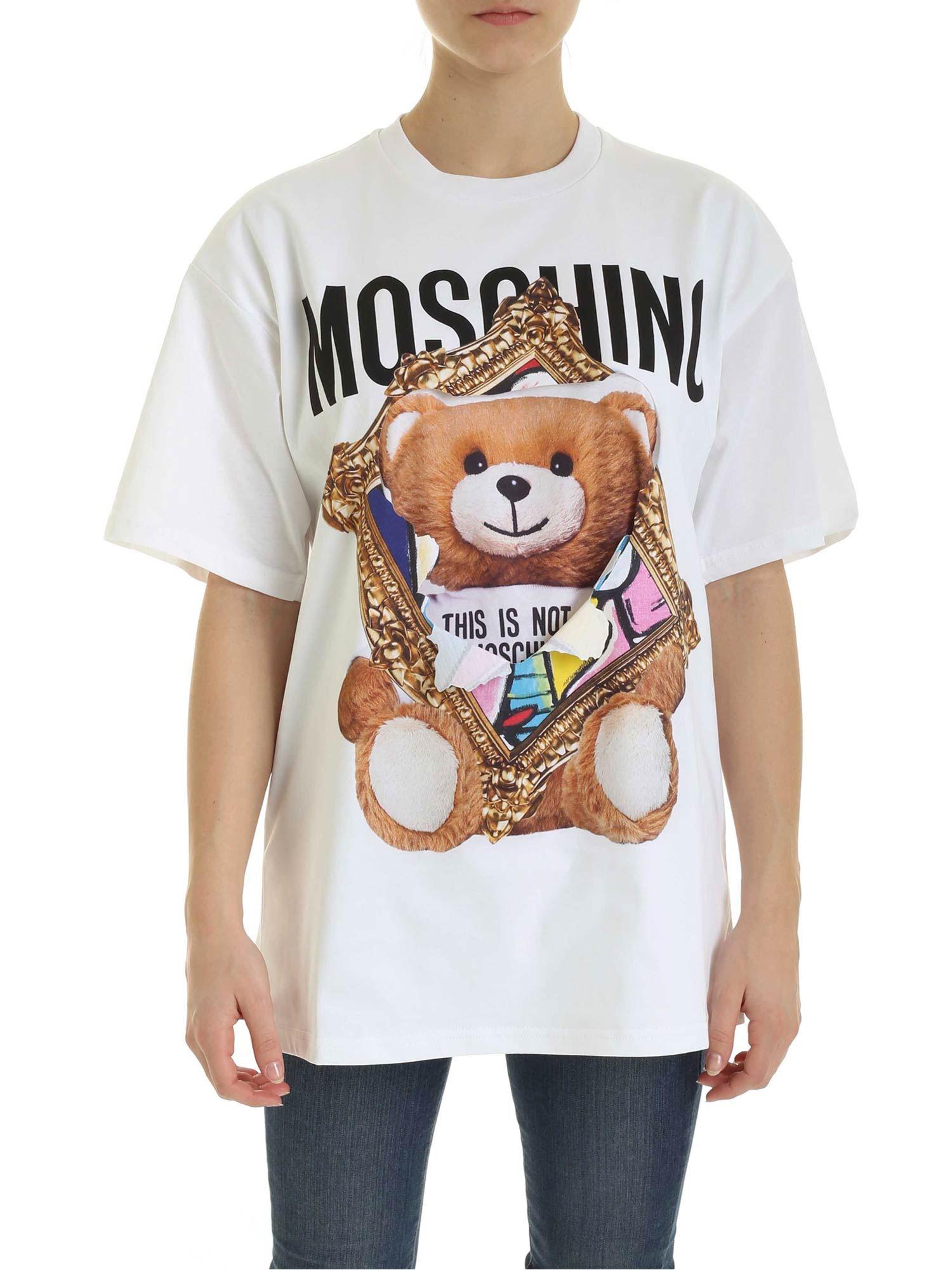 Moschino Cotton Teddy Bear Frame T-shirt in White - Lyst