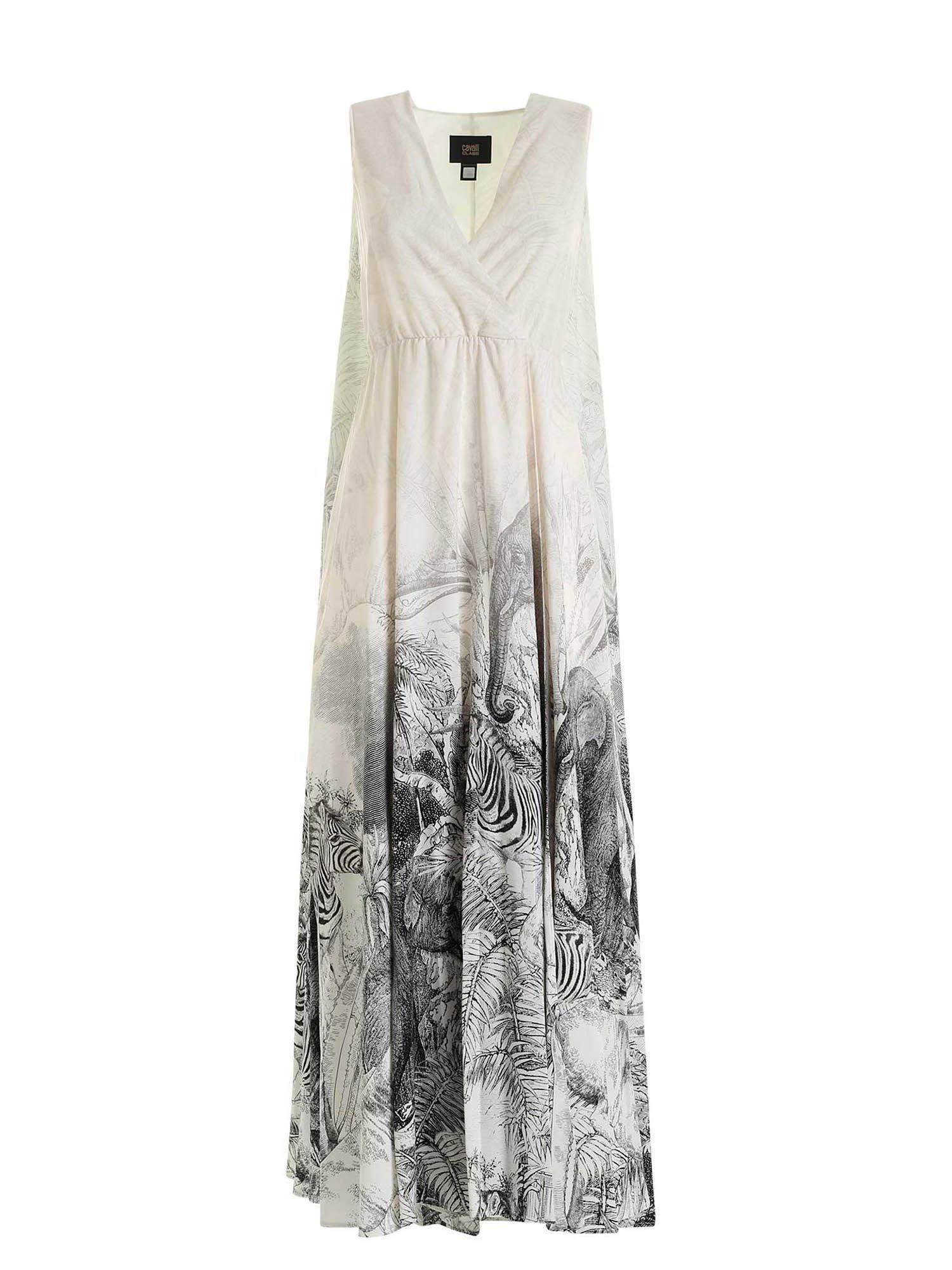 Class Roberto Cavalli Jungle Piazzato Print Dress in White - Lyst