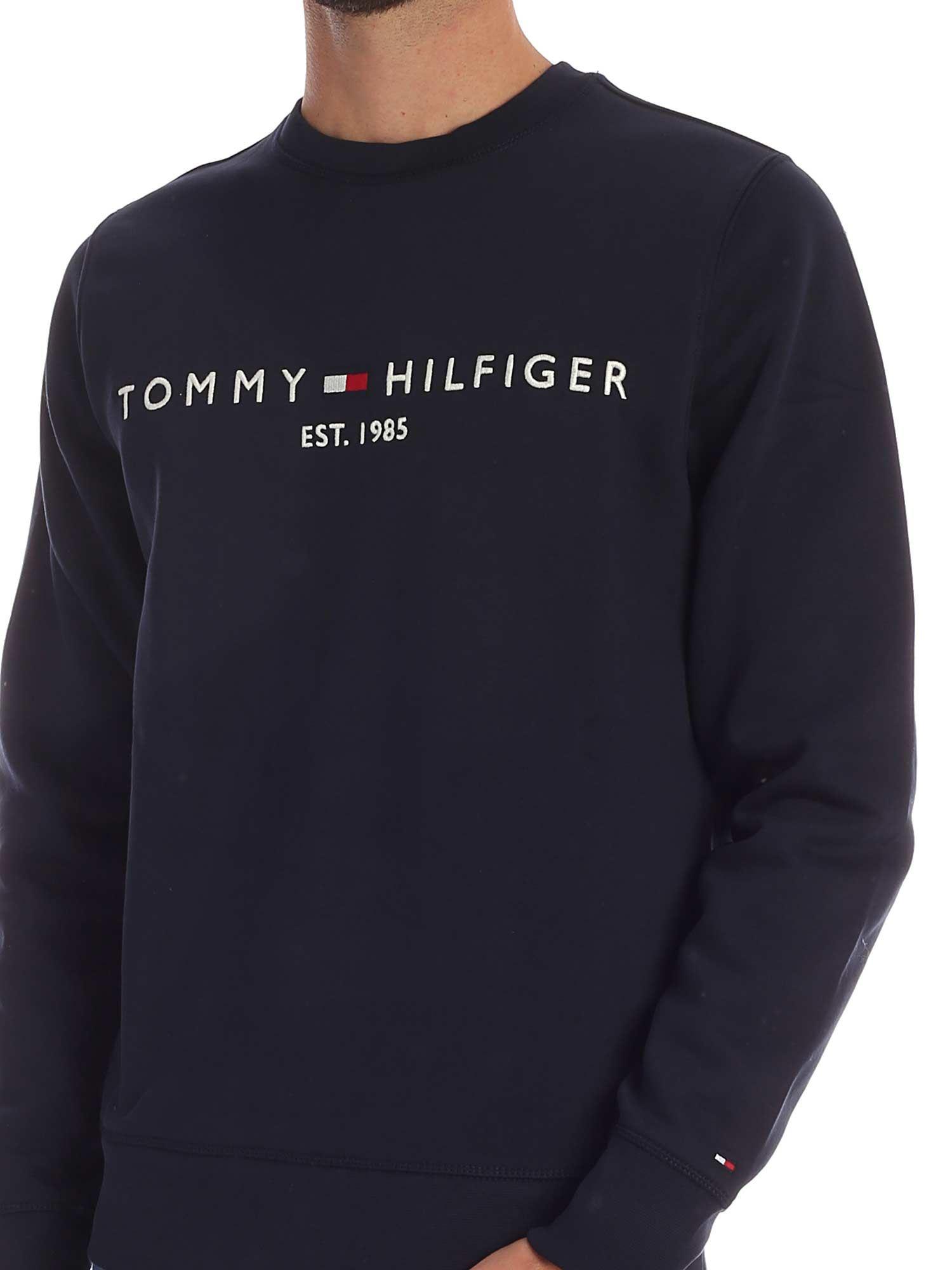 Tommy Hilfiger Cotton Blue Sweatshirt With Logo Embroidery for Men - Lyst