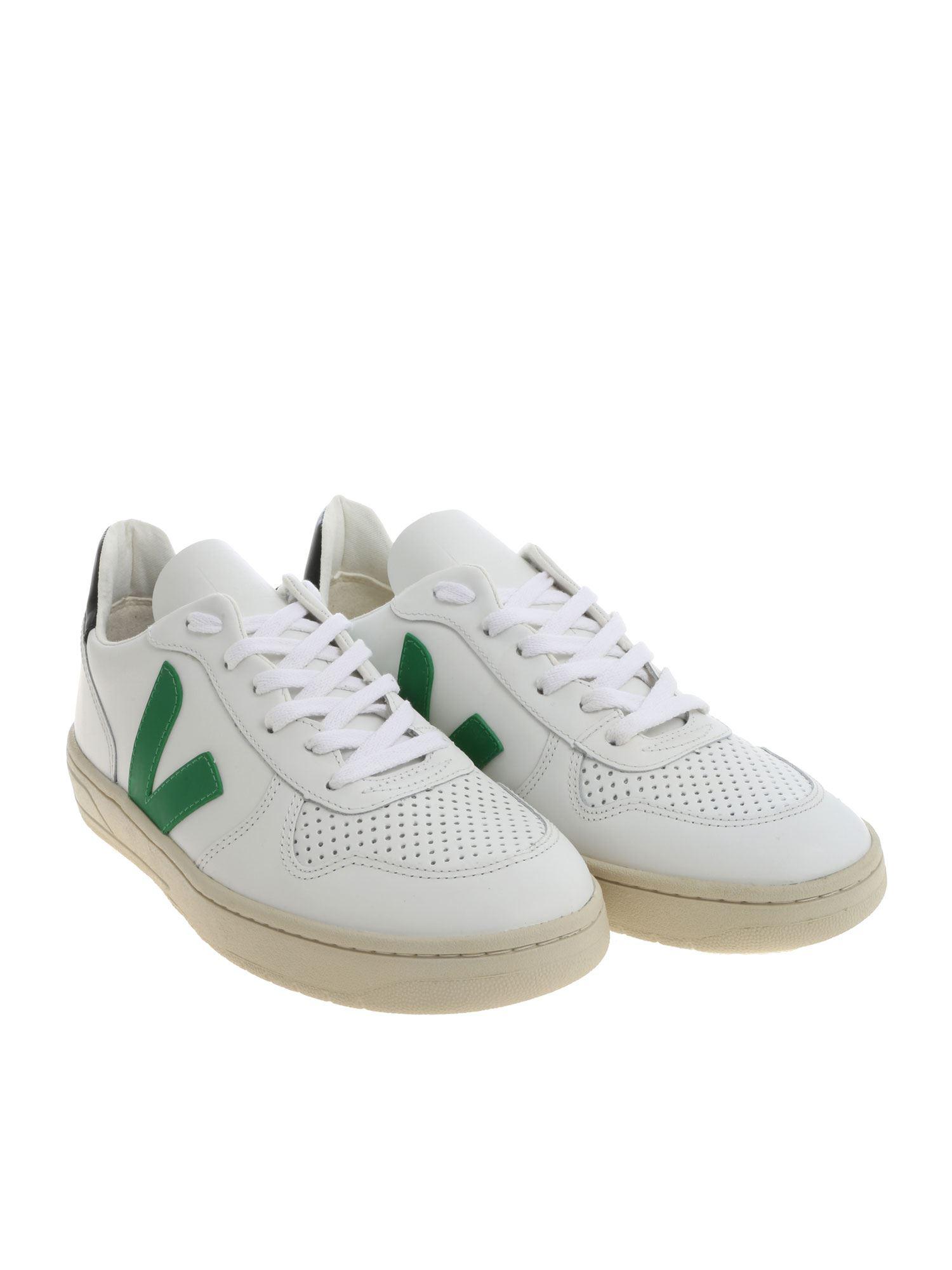 Veja Leather White And Green \