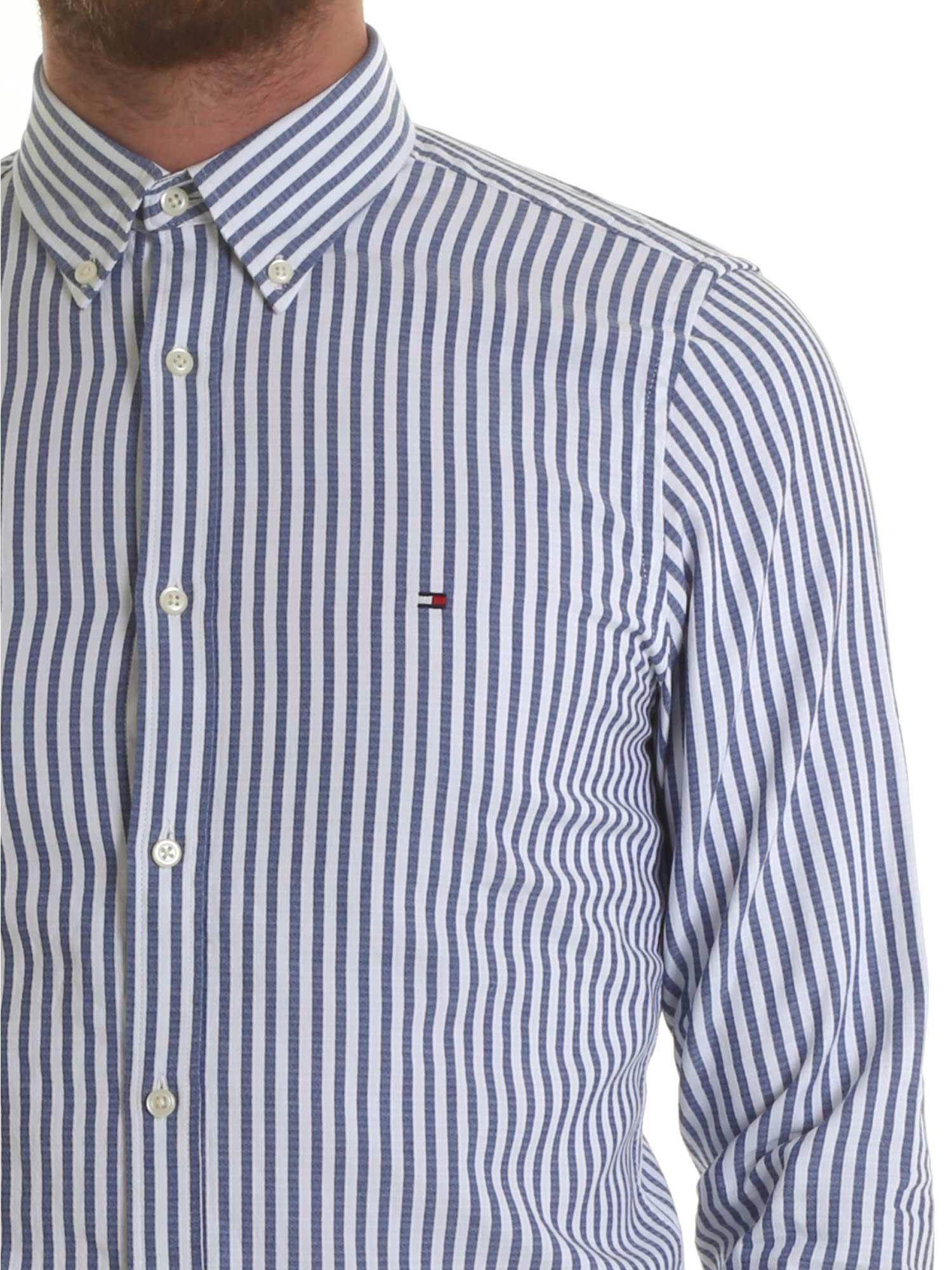tommy hilfiger blue and white striped shirt