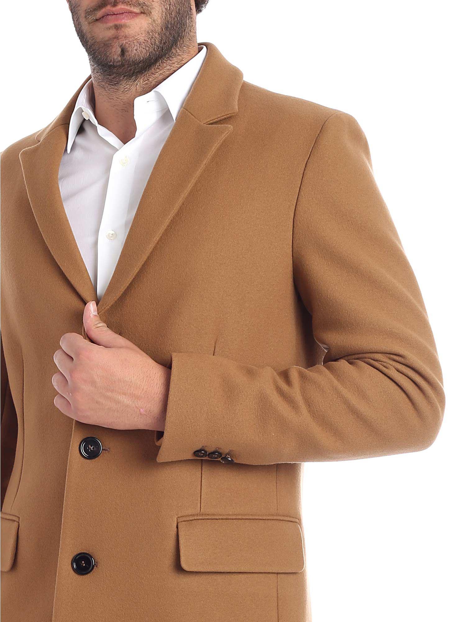 camel single breasted wool coat