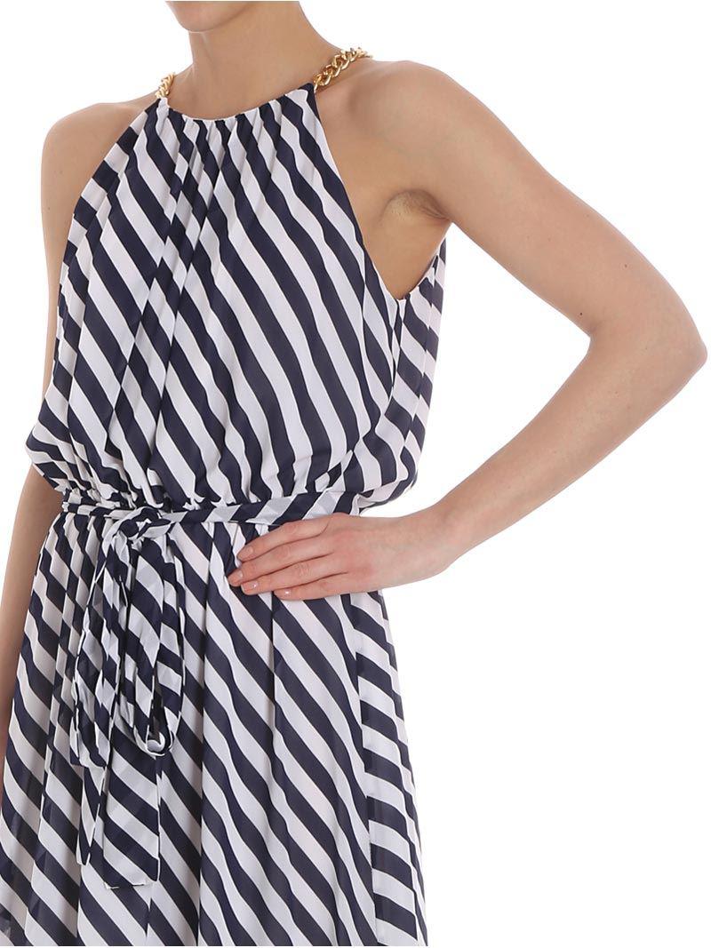 michael kors blue and white striped dress