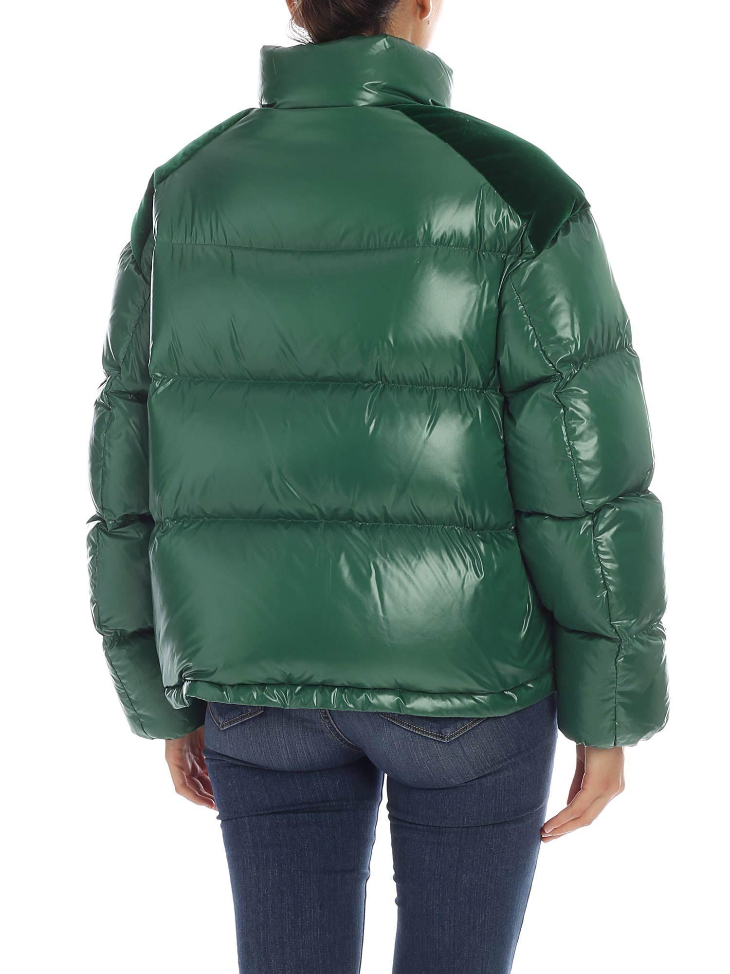 Moncler Velvet Down Jacket For Women in Green - Lyst