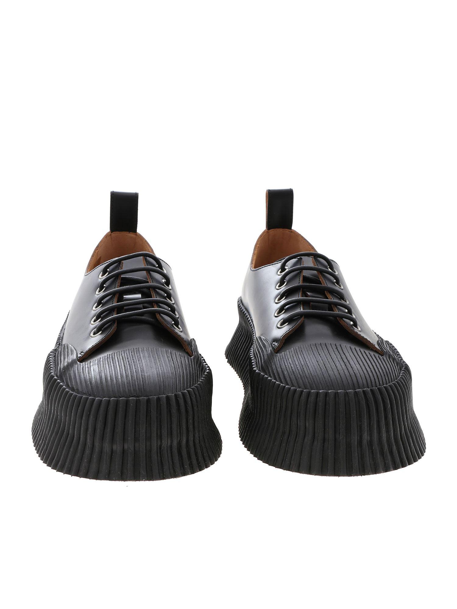 jil sander leather platform sneakers