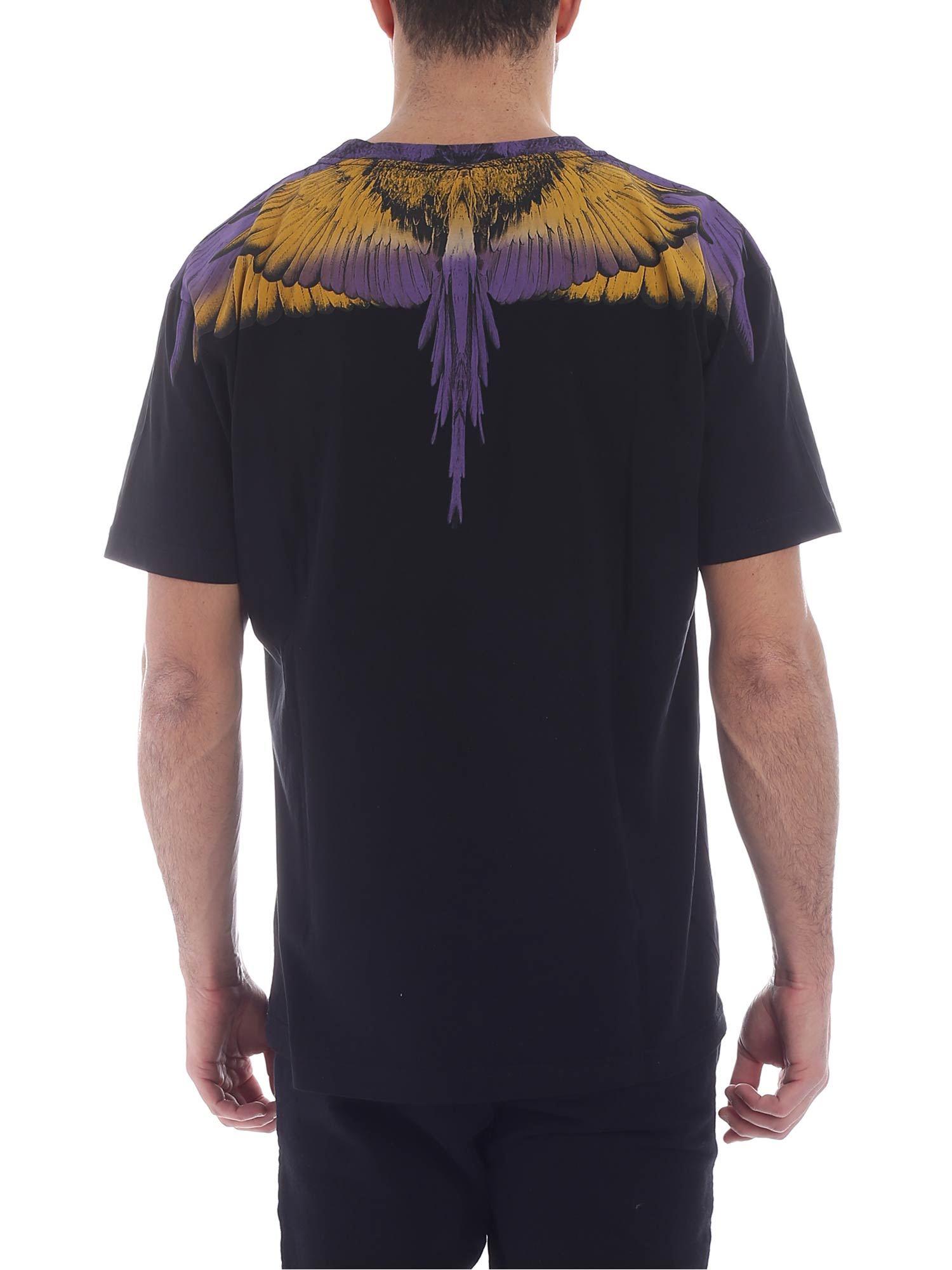 Marcelo Burlon Cotton Wings Black T-shirt With Yellow And Purple Print for  Men - Lyst