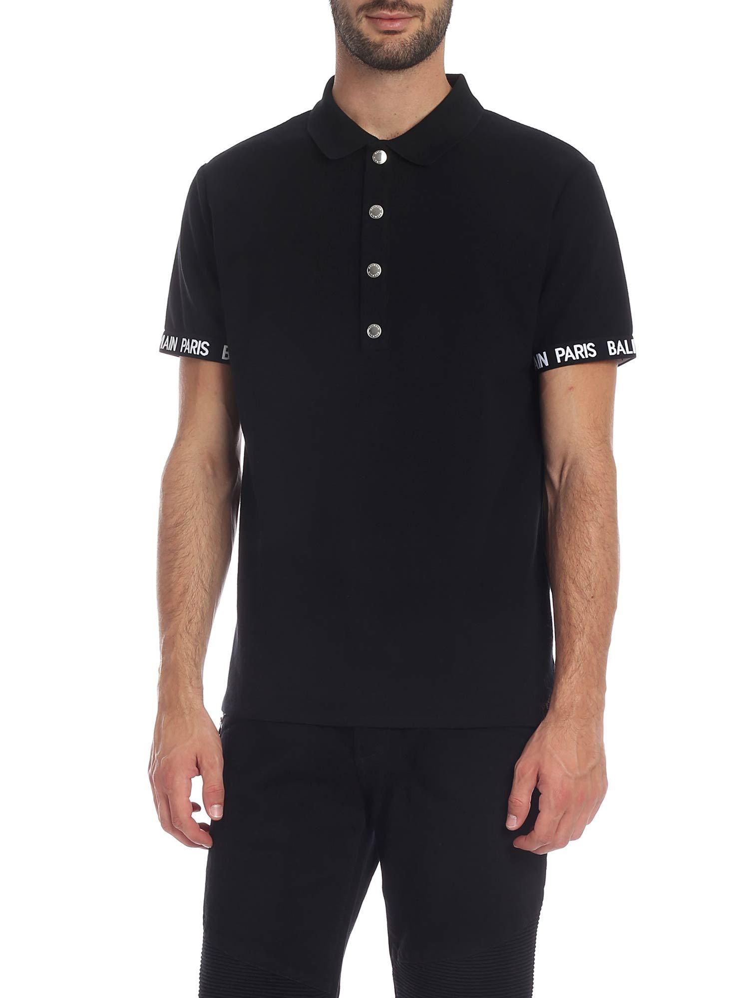 Balmain Cotton Logo Polo Shirt in Black for Men - Save 65% - Lyst
