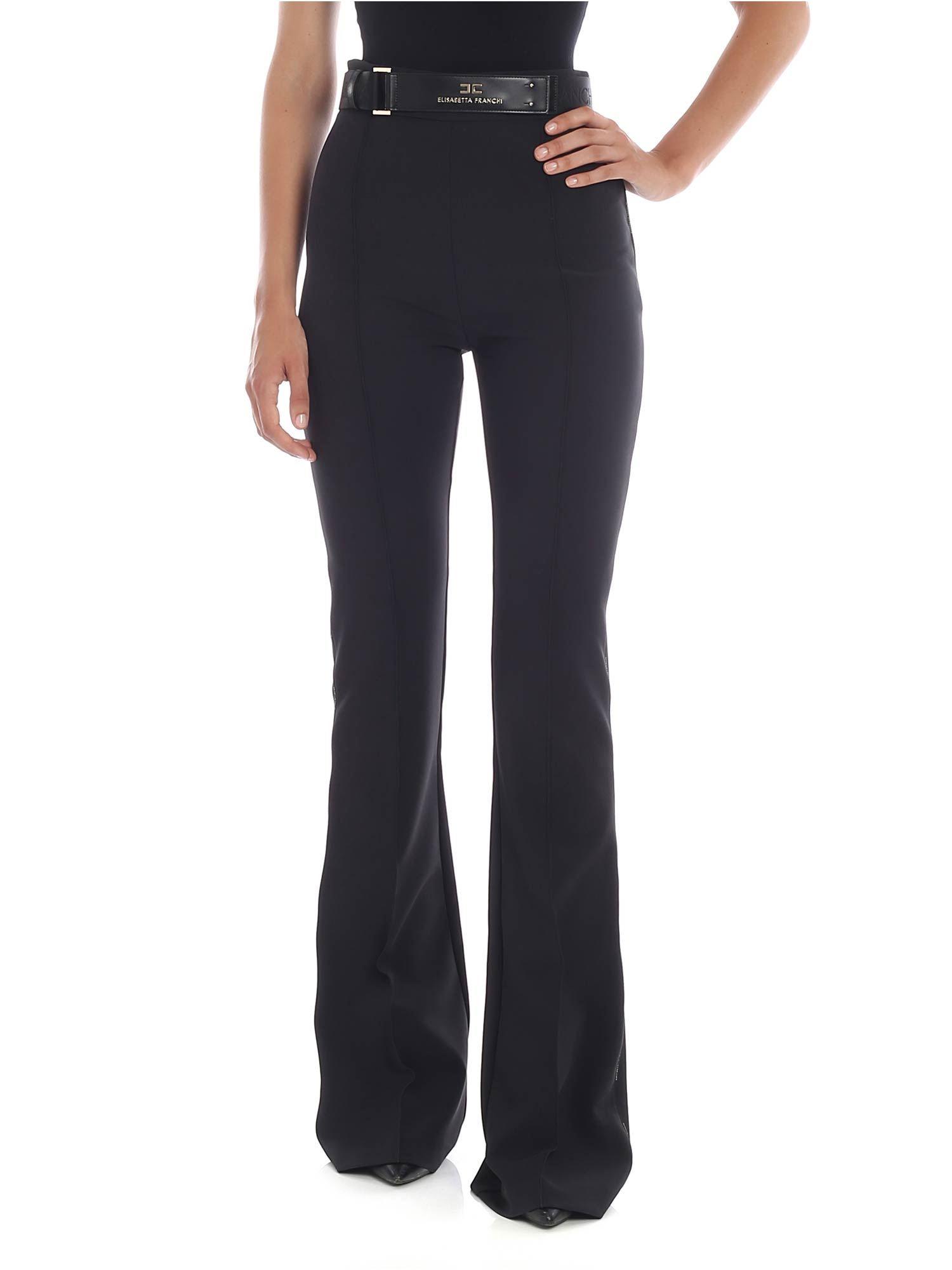 Elisabetta Franchi Synthetic Flared Trousers in Black - Lyst