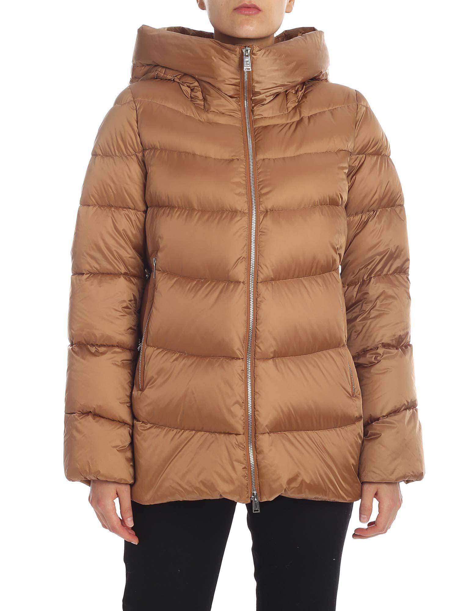Add Synthetic Quilted Down Jacket In Camel Color in Natural Lyst