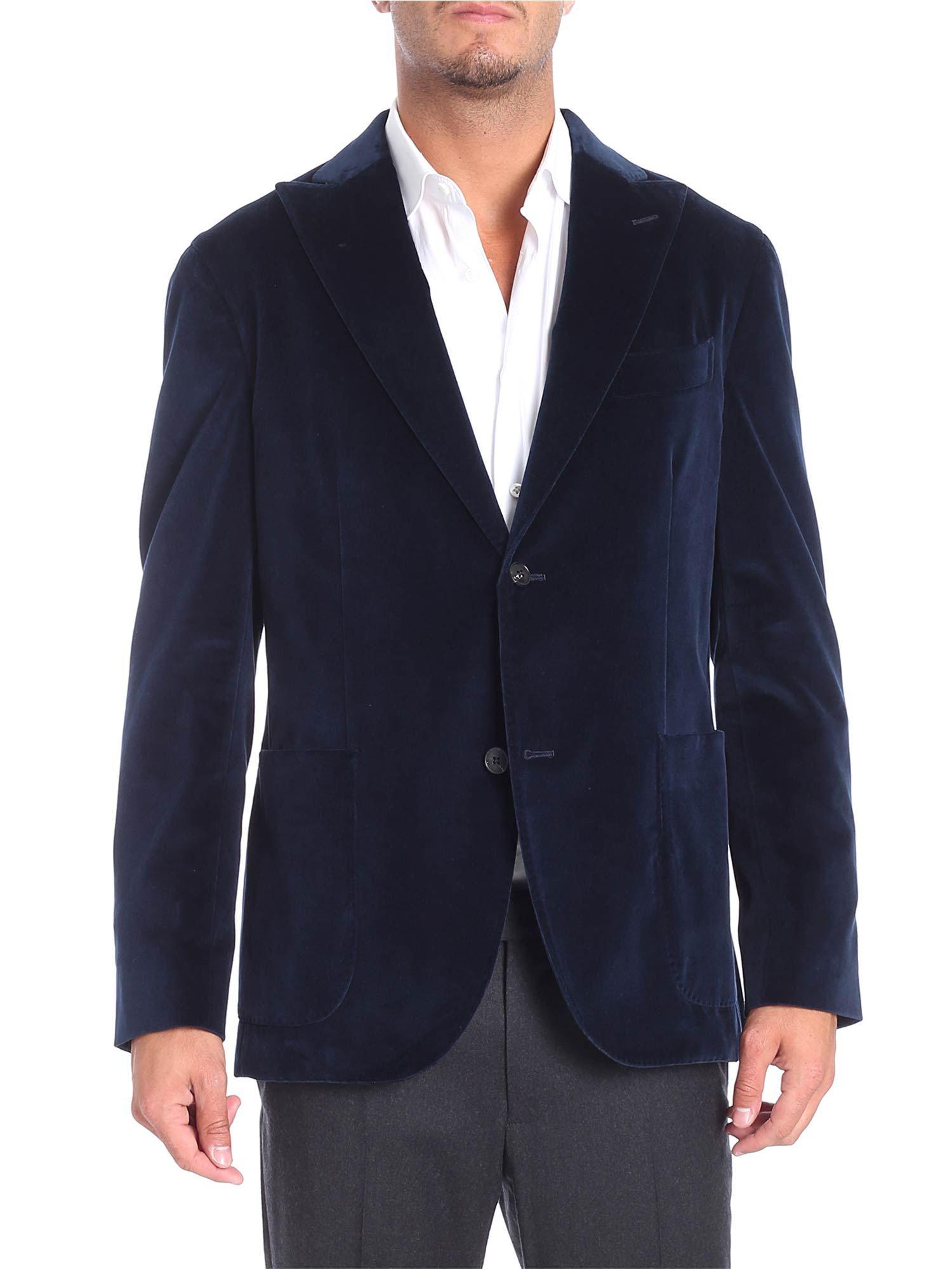 Boglioli 2 Buttons Blue Velvet Jacket for Men - Lyst