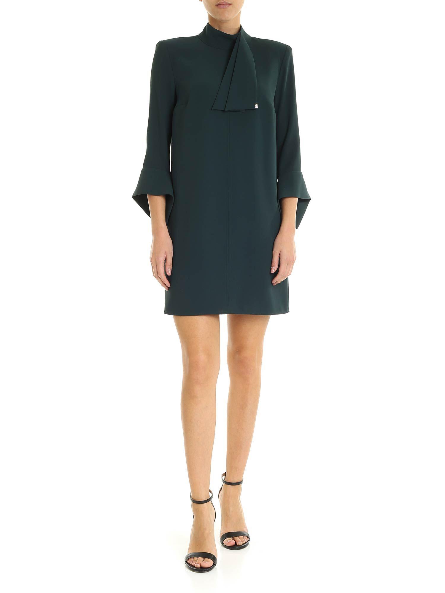 Elisabetta Franchi Synthetic Dark Green Dress With Ribbon On The ...