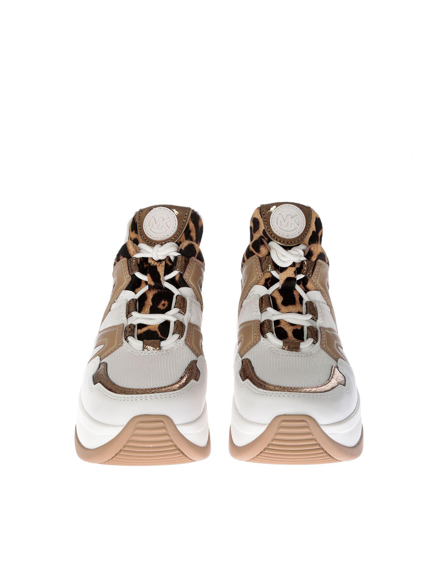 Michael Kors Leather Olympia Chunky Sneakers Animal Print - Lyst