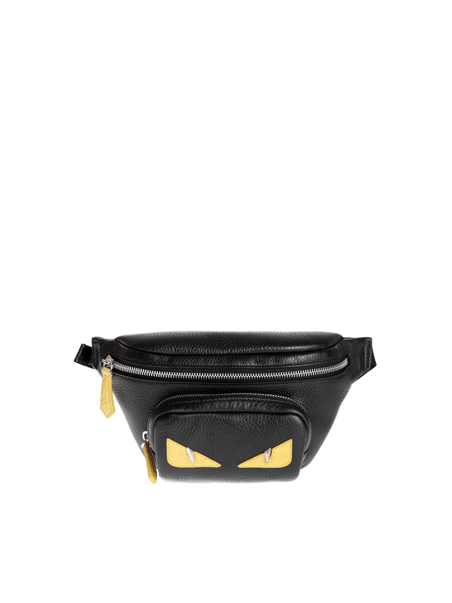 Fendi Leather Yellow Bag Bugs Belt Bag In Black for Men - Lyst