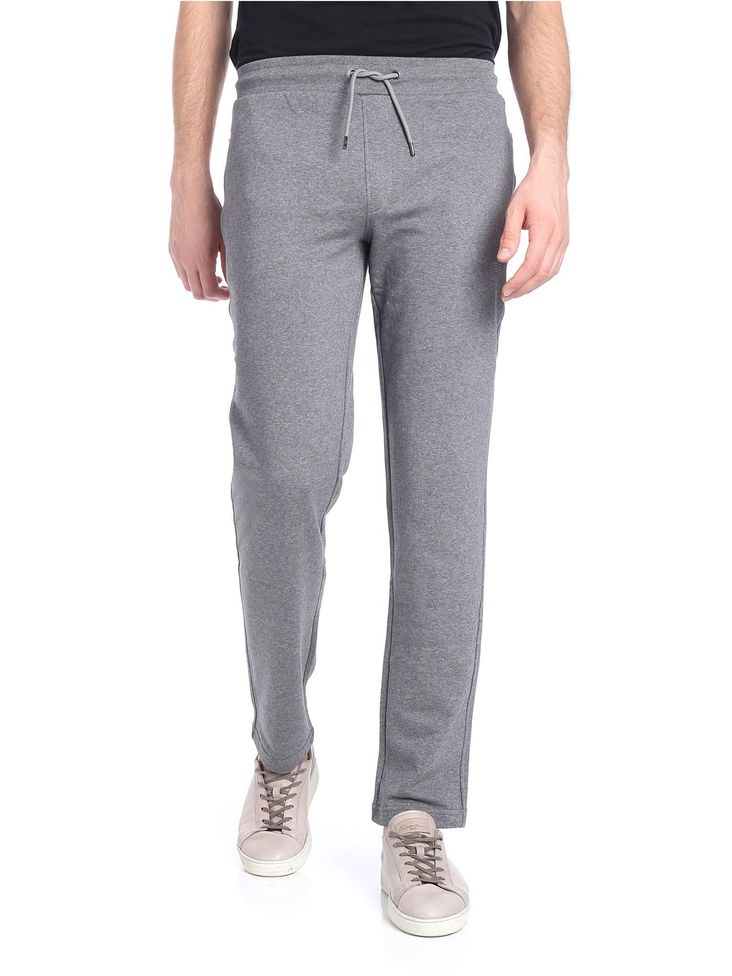 Emporio Armani Cotton Grey Sweatpants With Logo in Gray for Men - Lyst