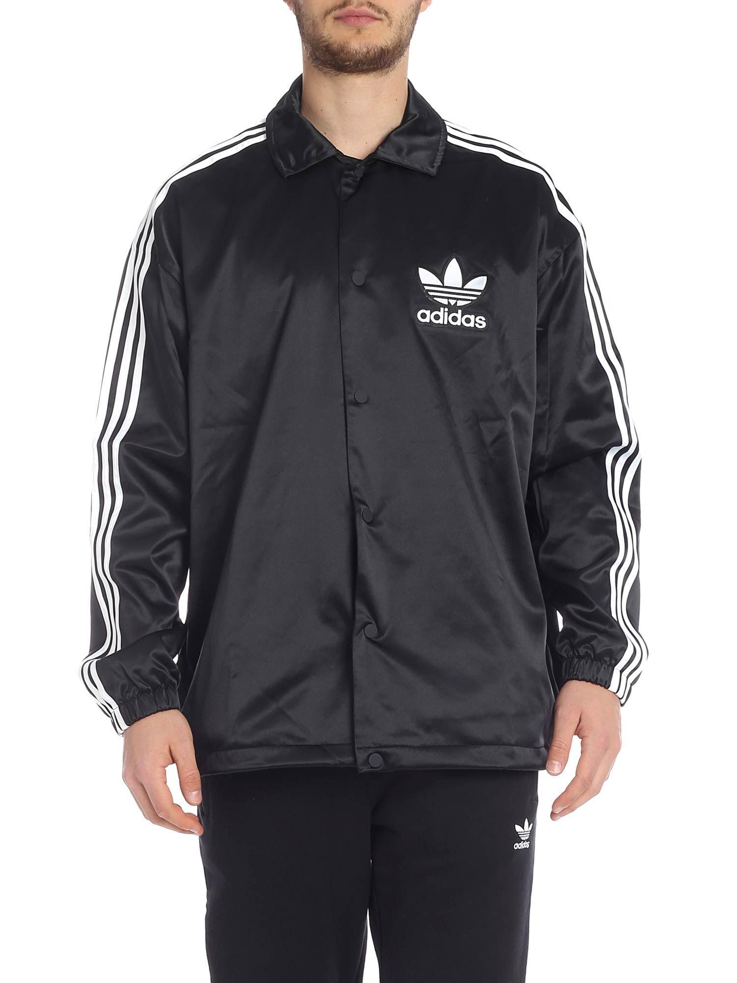 adidas Originals Coach Jacket In Black Satin for Men Lyst