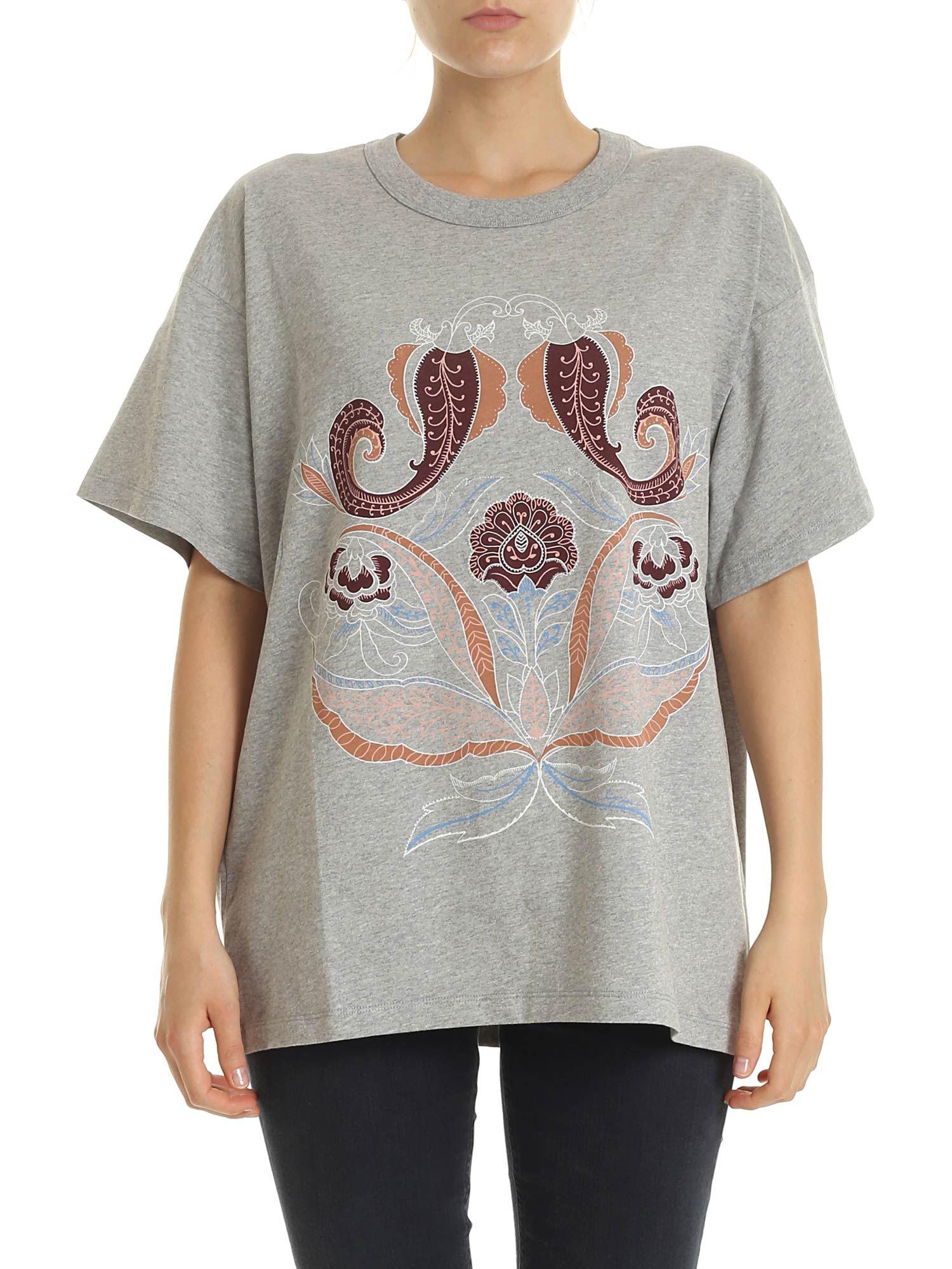 See By Chloé Cotton Printed T-shirt in Grey Melange (Gray) - Save 50% ...