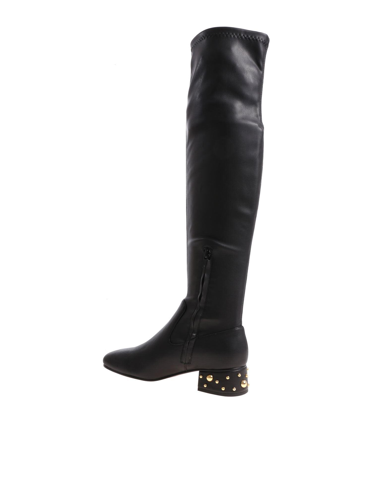 chloe black boots with gold studs