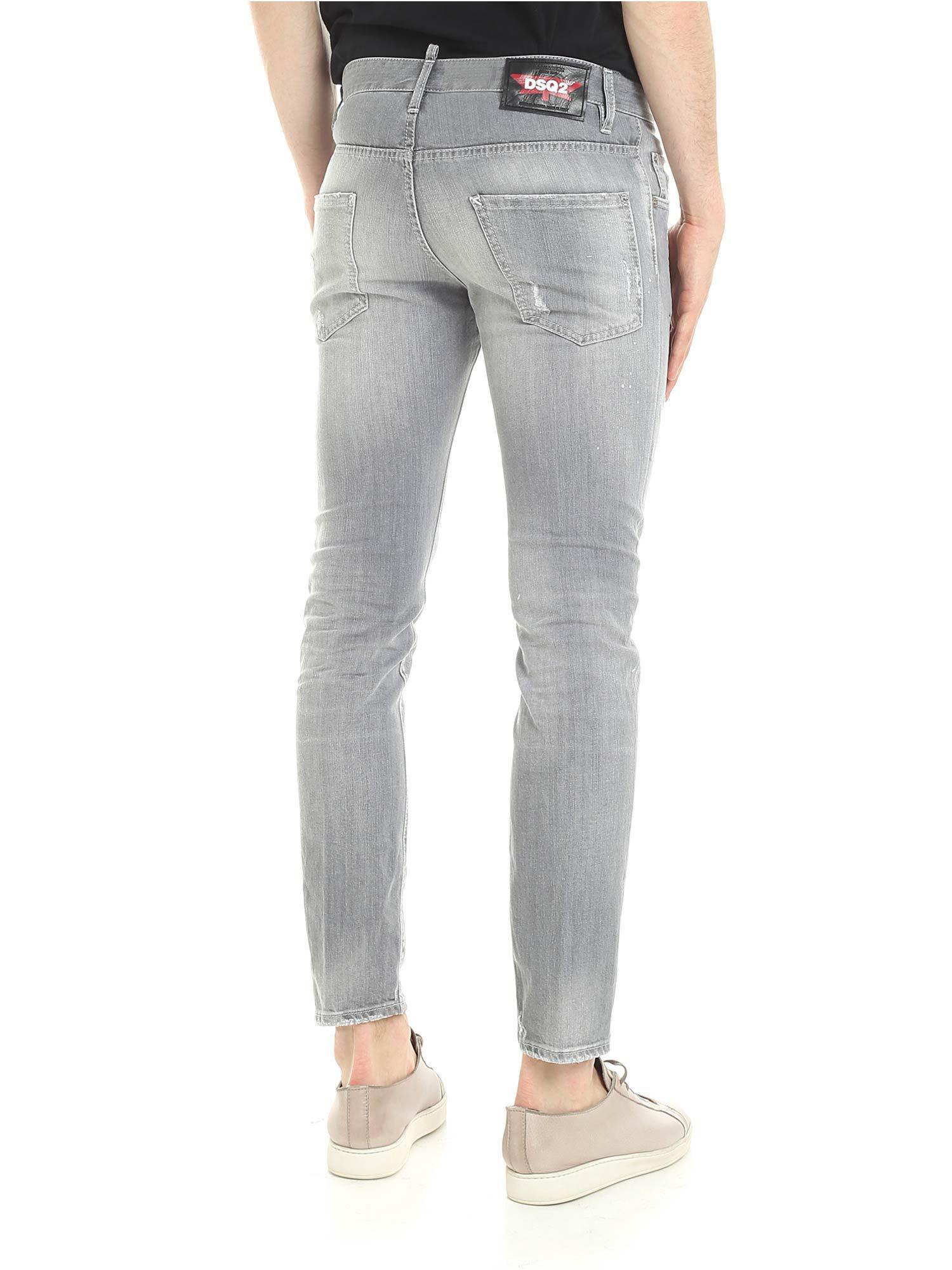DSquared² Denim Grey Skater Jeans With Embroideries in Gray for Men Lyst