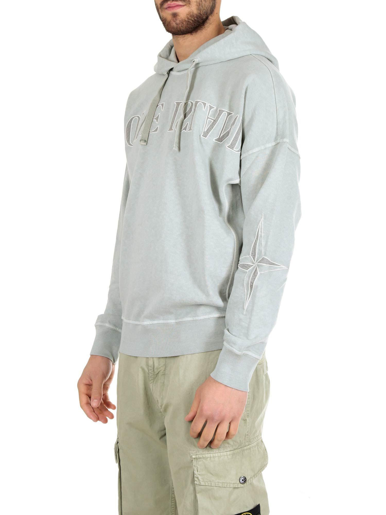 Stone Island Cotton Grey Hoodie With Reverse Logo in Gray for Men - Lyst
