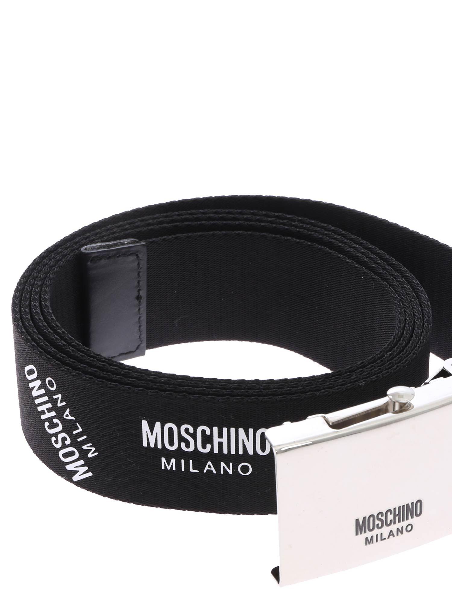 Moschino Leather Black Belt With Milano 