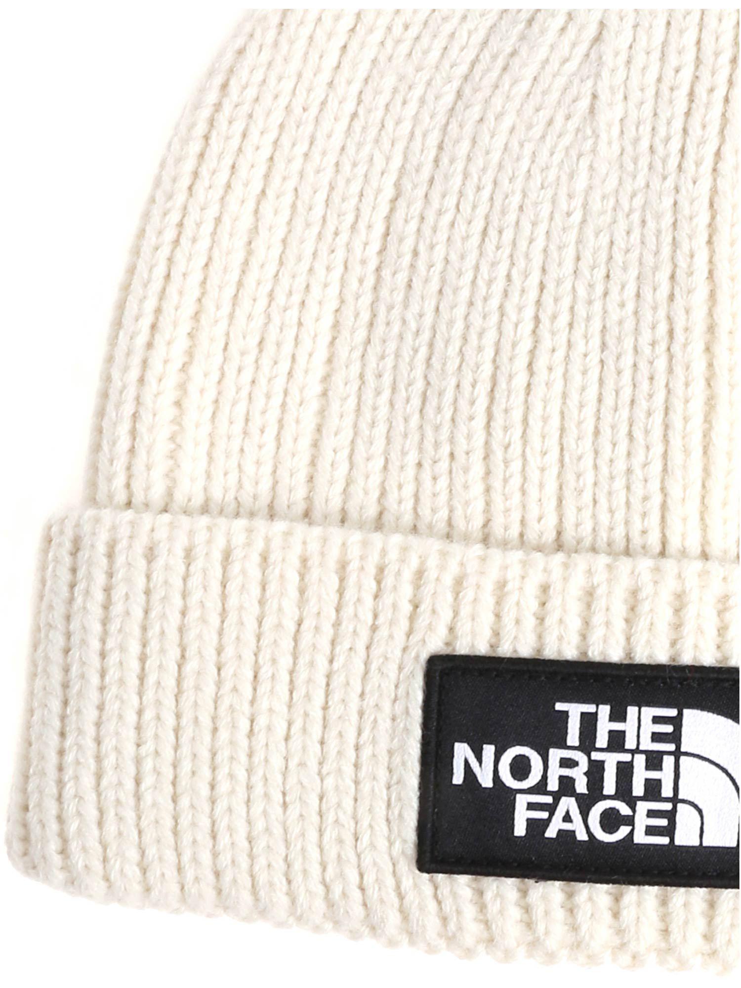 north face cream beanie