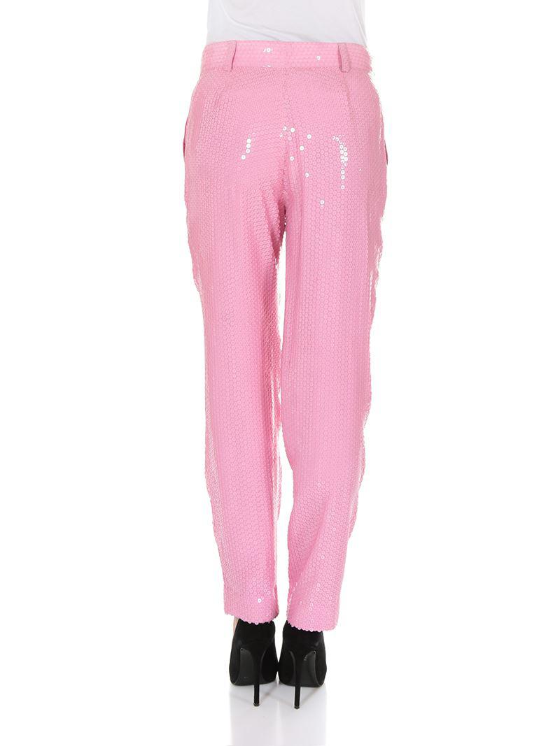 MSGM Synthetic Pink Sequins Pants - Lyst