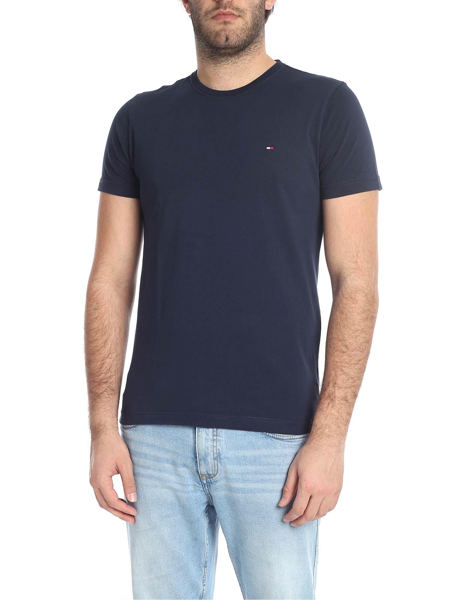 Tommy Hilfiger Blue Crew-neck T-shirt With Red And White Embroidery for ...