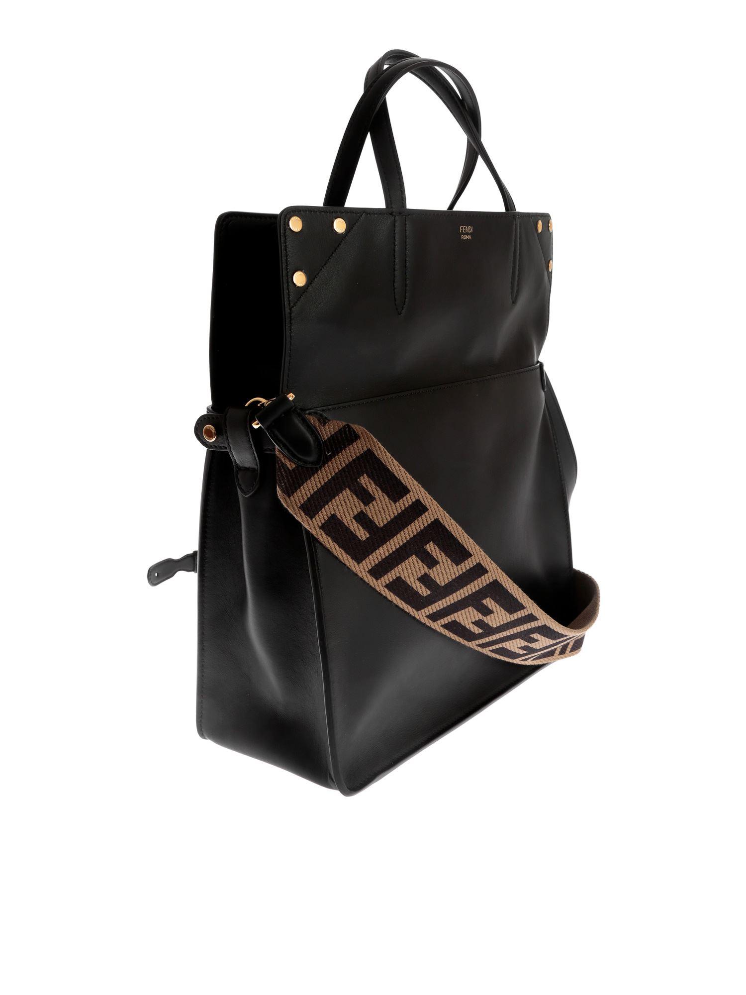 Fendi Leather Flip Large Bag In Black - Lyst