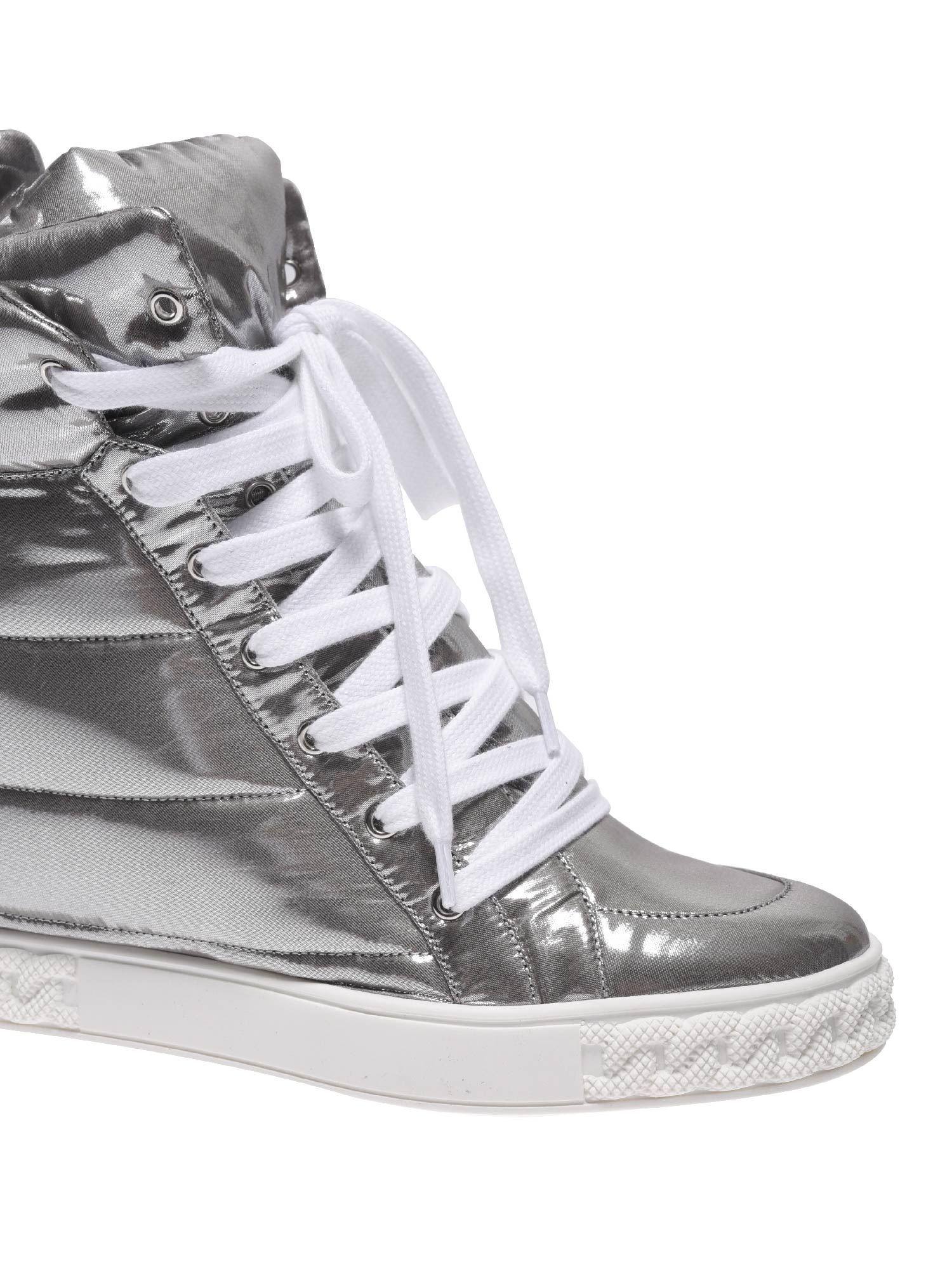 Casadei Leather Silver Sneaker With Inner Wedge in Metallic - Lyst