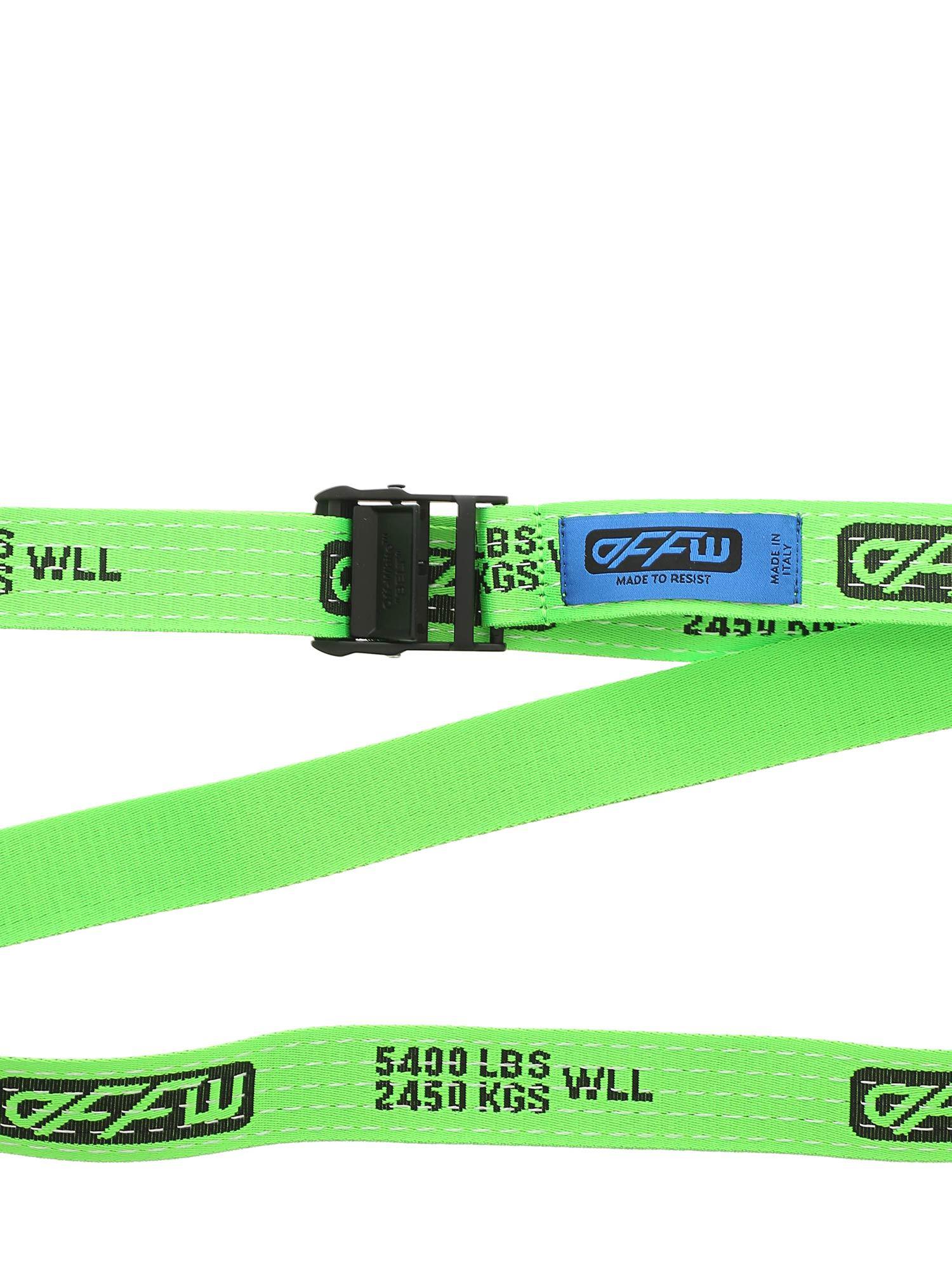 off white neon green belt